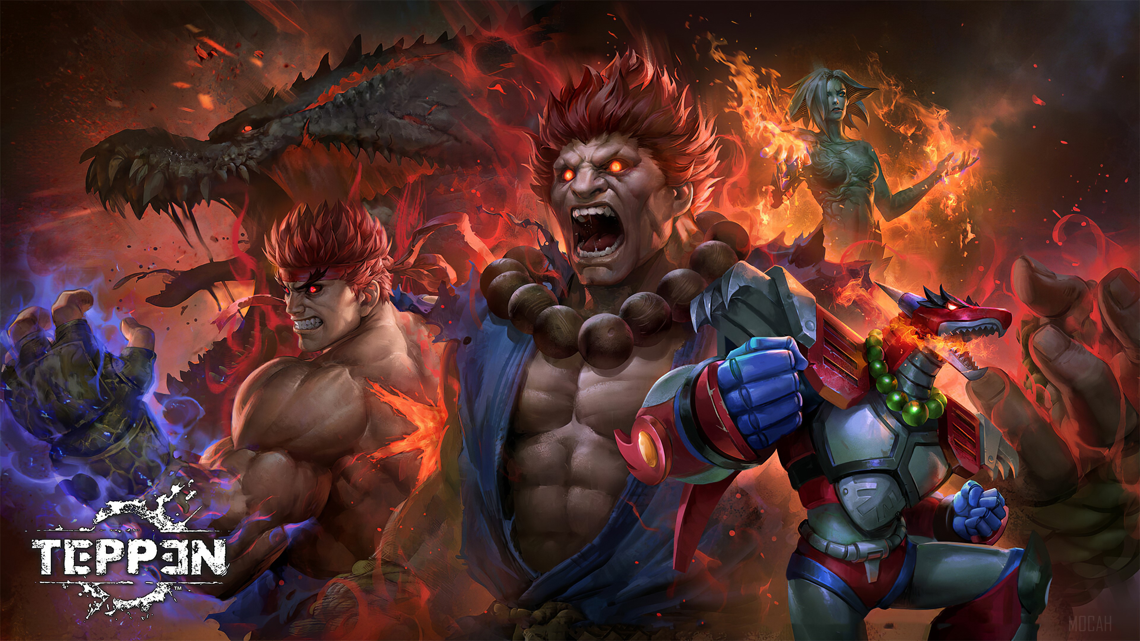 Akuma and other characters from Teppen 4K HD Wallpaper