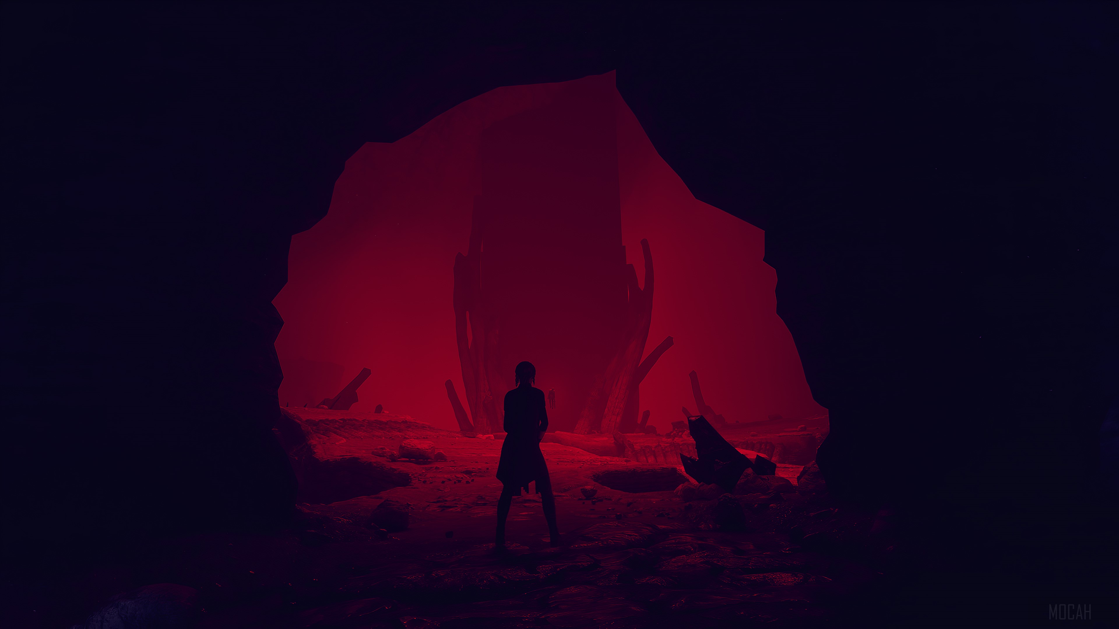 Jesse Faden from Control in a red cave 4K HD Wallpaper