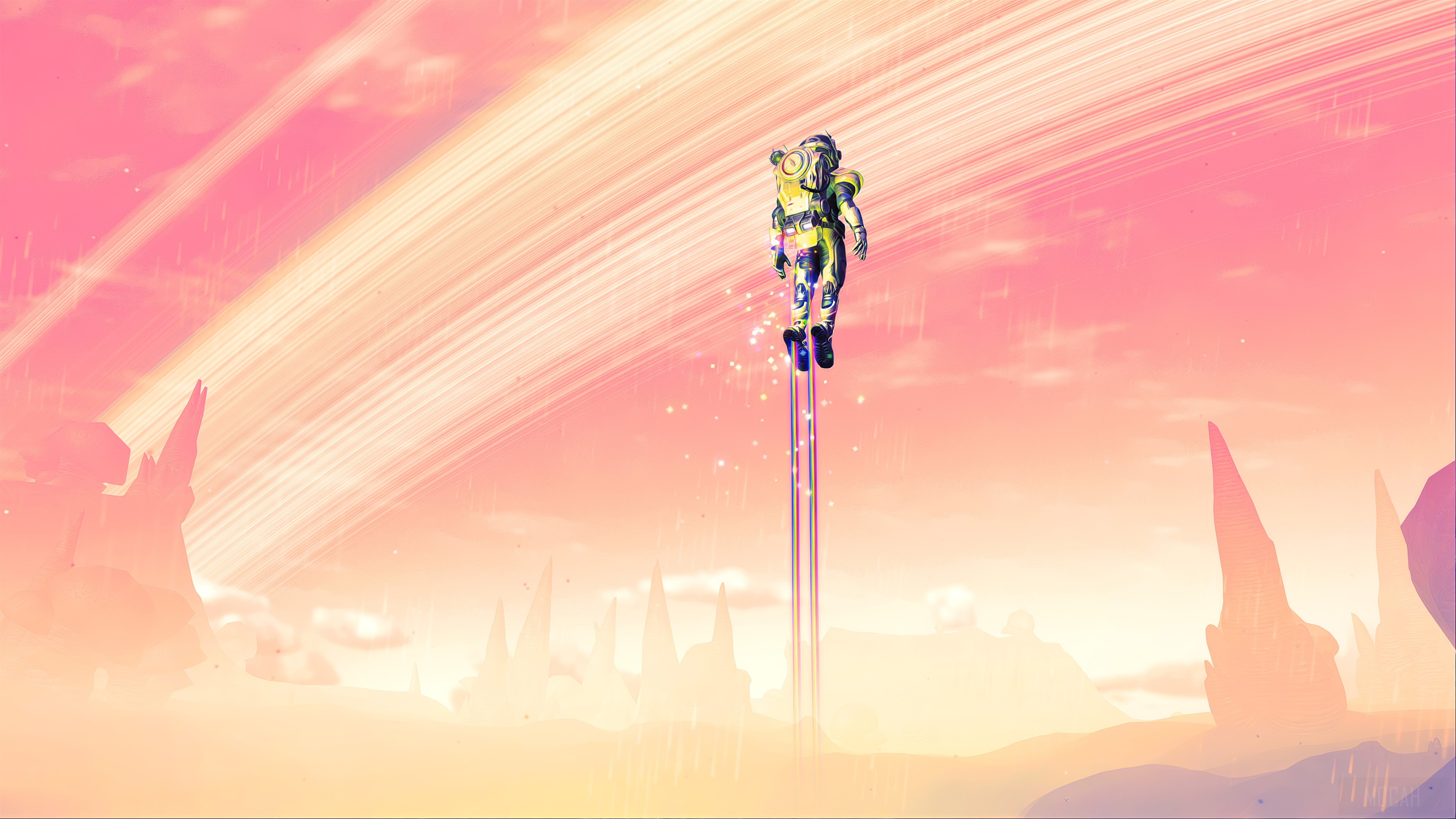 Astronaut flying in No Man's Sky 4K HD Wallpaper