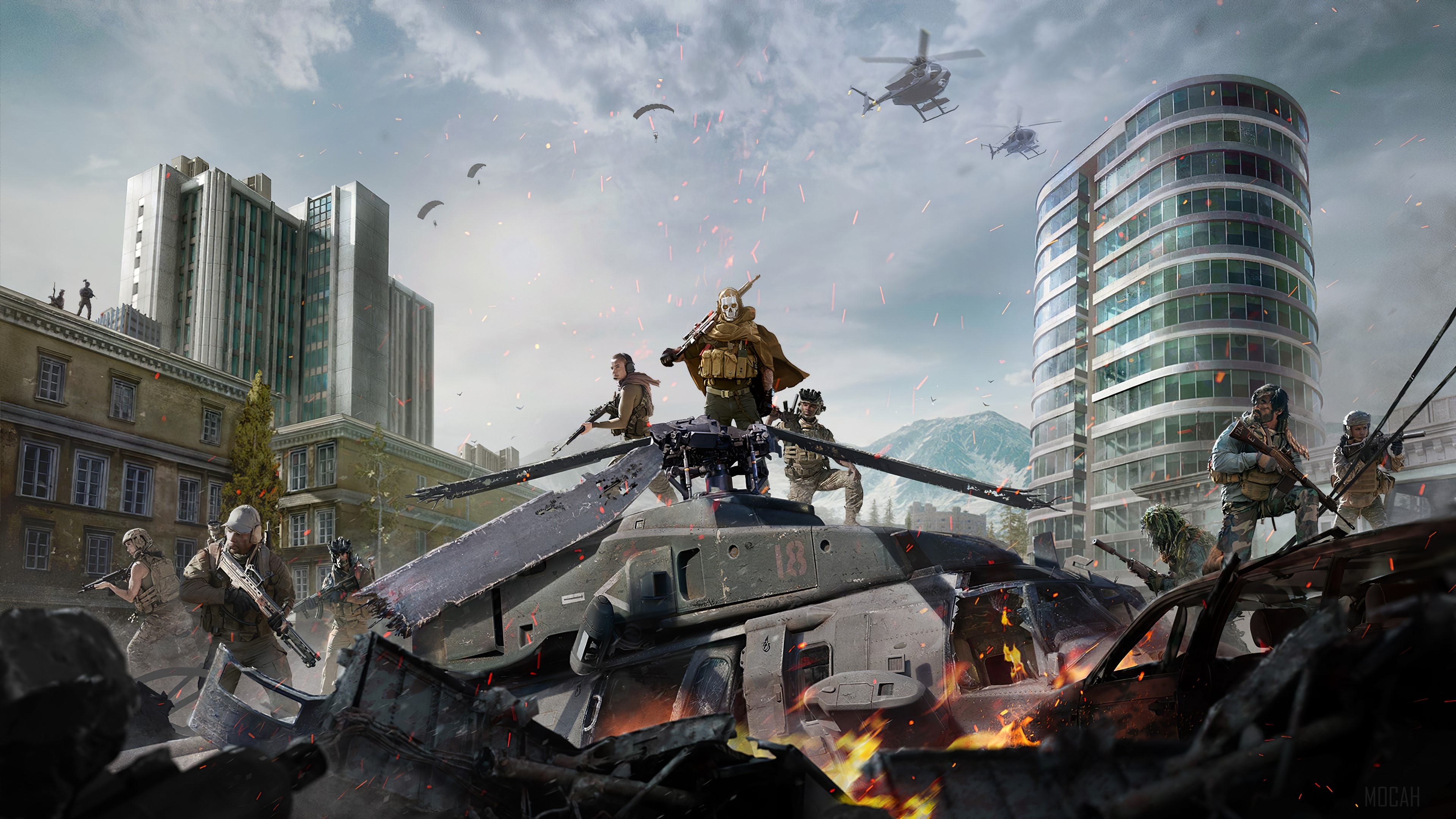 Call of Duty Warzone soldiers on helicopter 4K HD Wallpaper