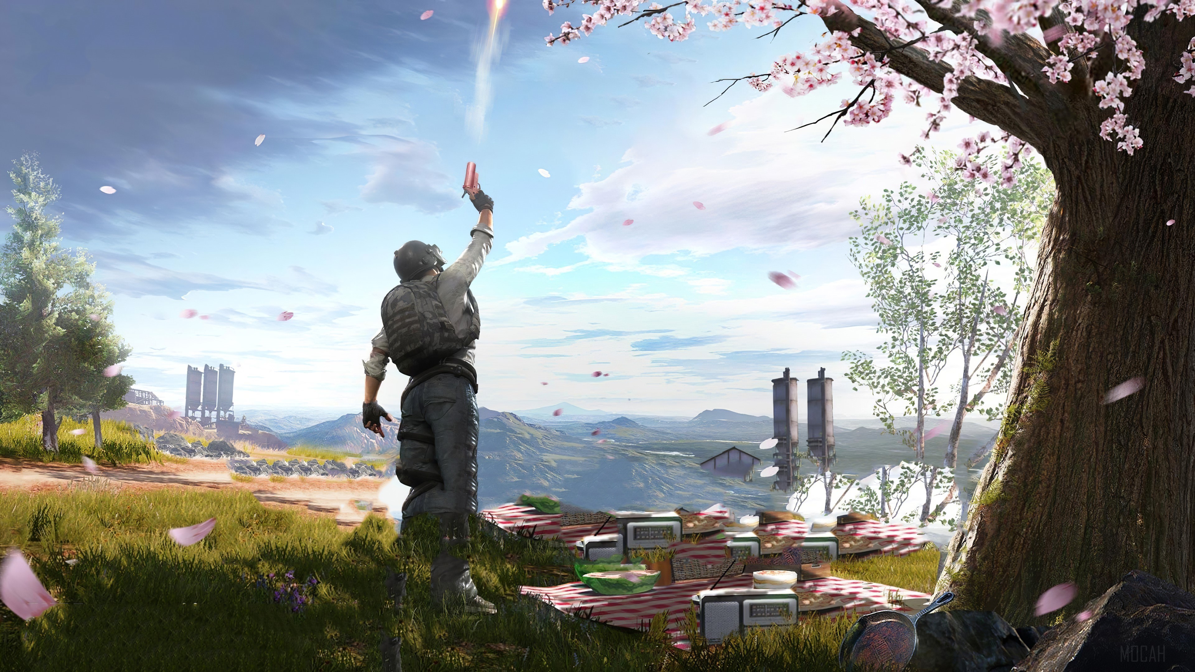PUBG character with flare gun 4K HD Wallpaper