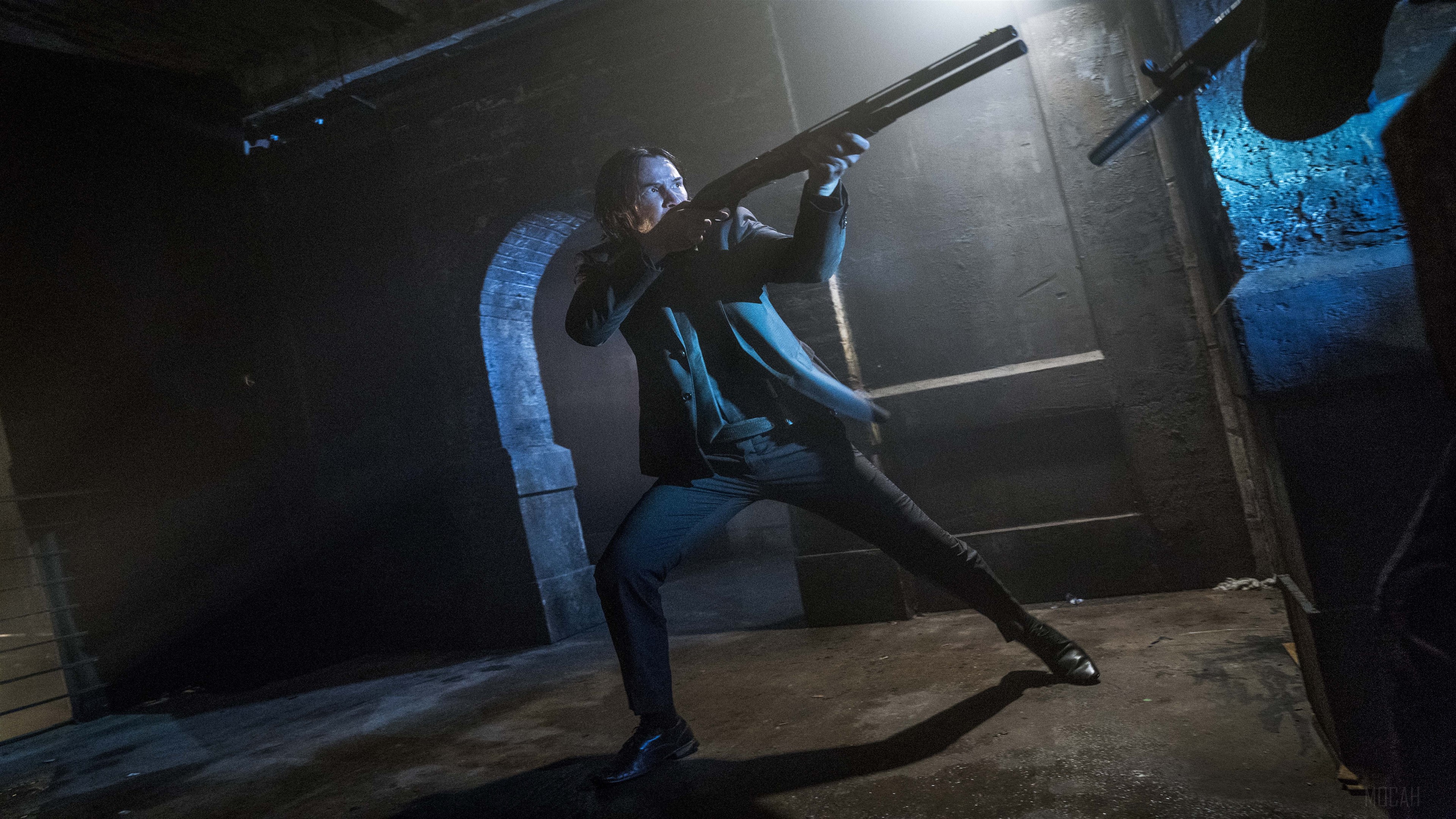 John Wick from John Wick Chapter 3 holding a shotgun HD Wallpaper