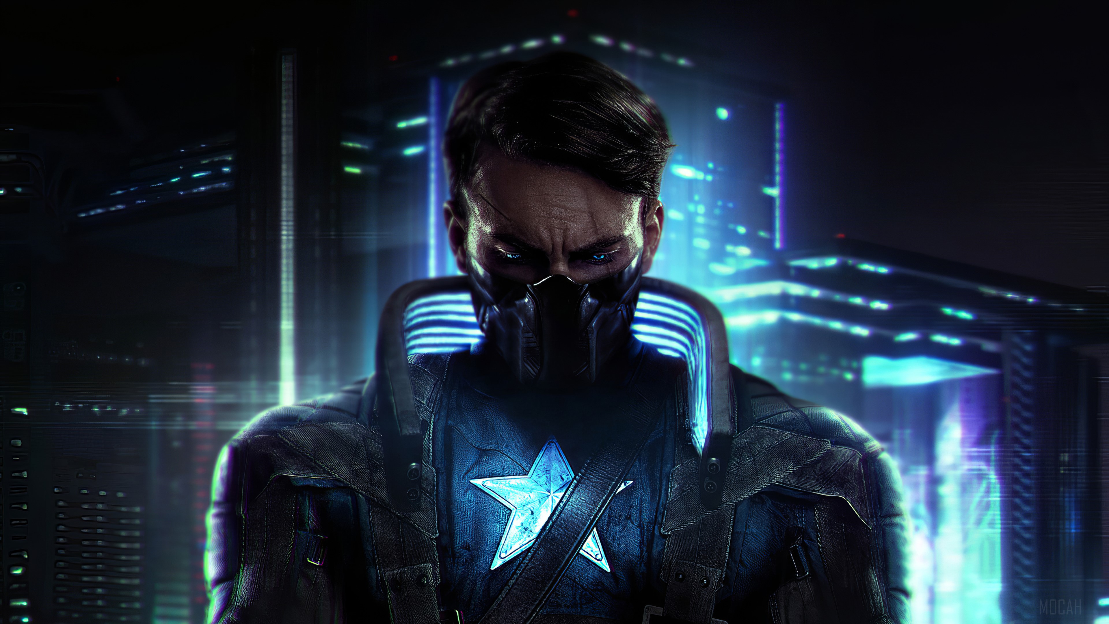 Cyberpunk Captain America 4K HD Wallpaper