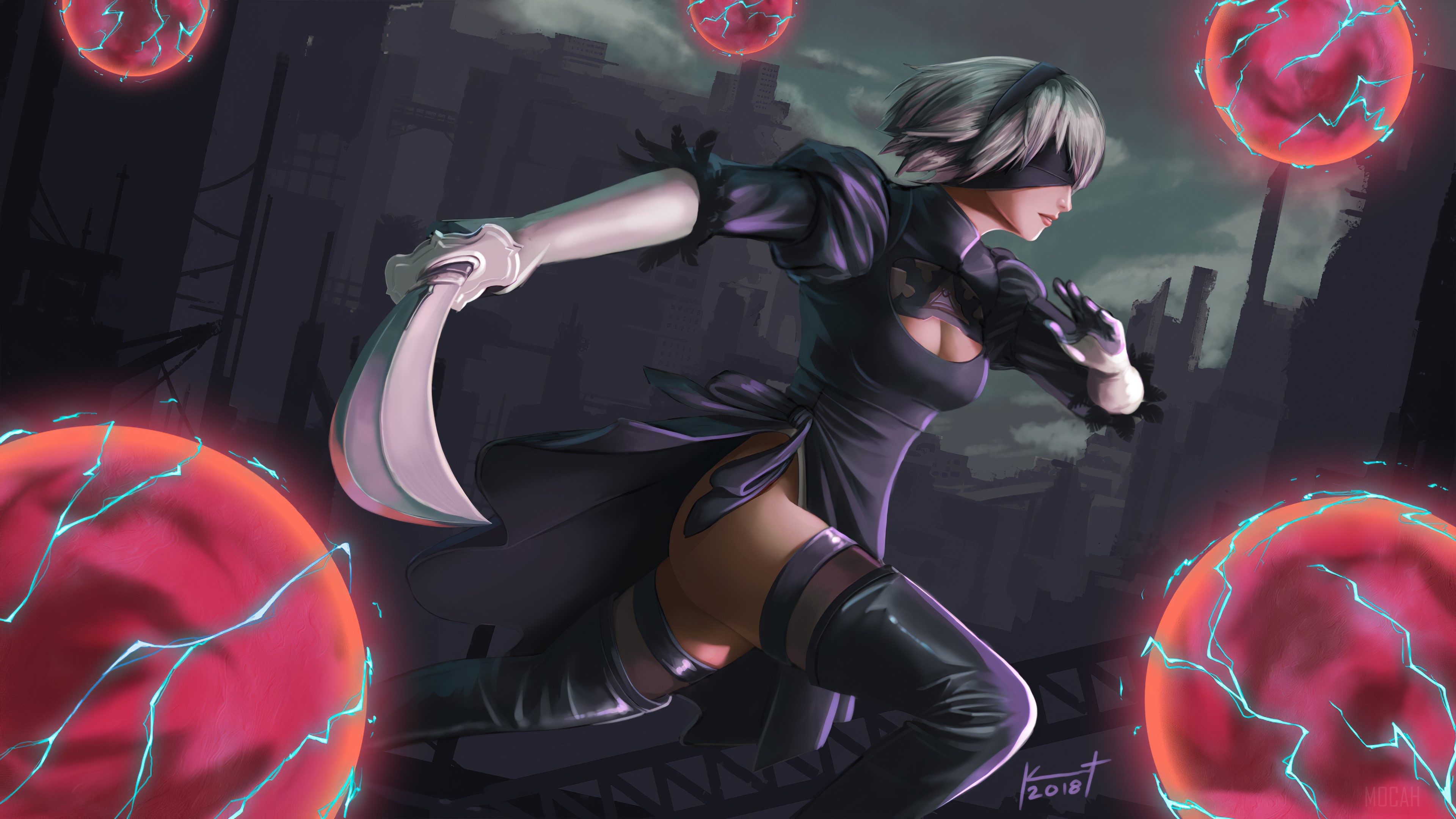 2B from Nier Automata in 4K HD Wallpaper
