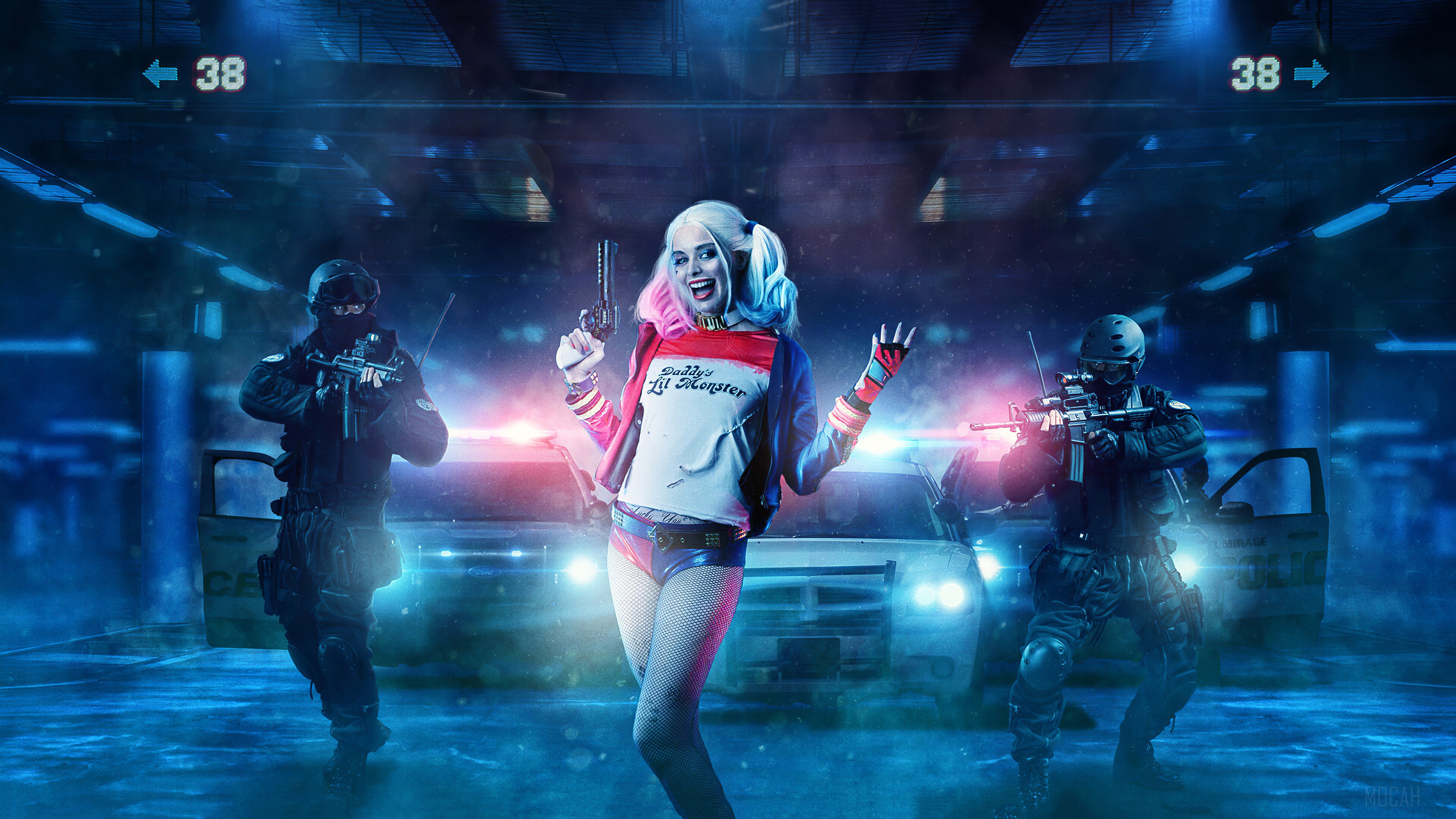 Harley Quinn from Suicide Squad with police HD Wallpaper