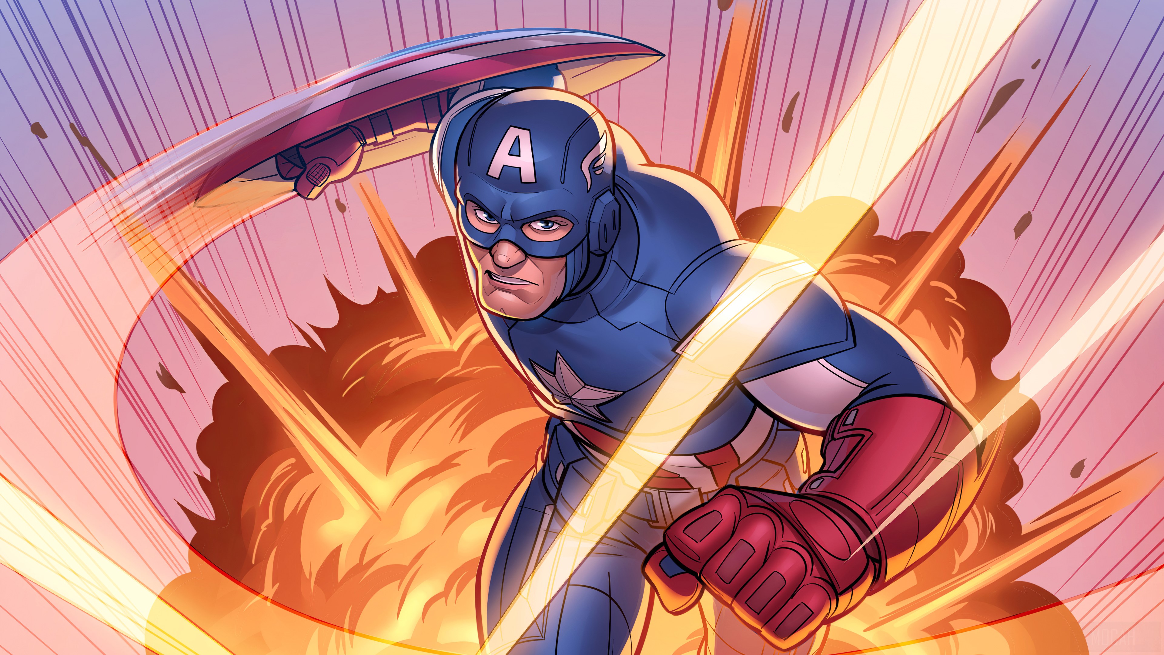 Captain America Comic Art HD Wallpaper