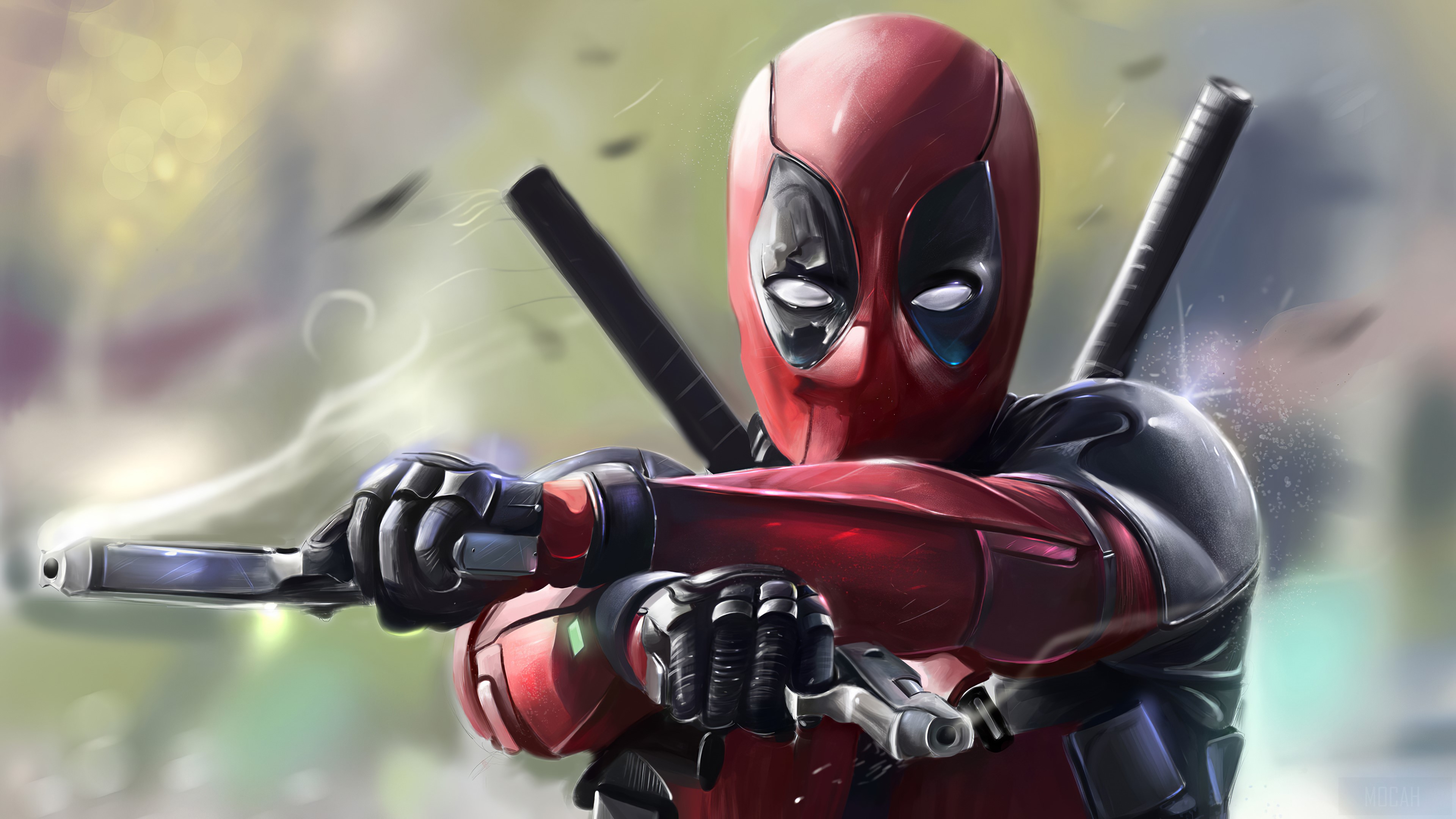 Deadpool with guns 4K HD Wallpaper