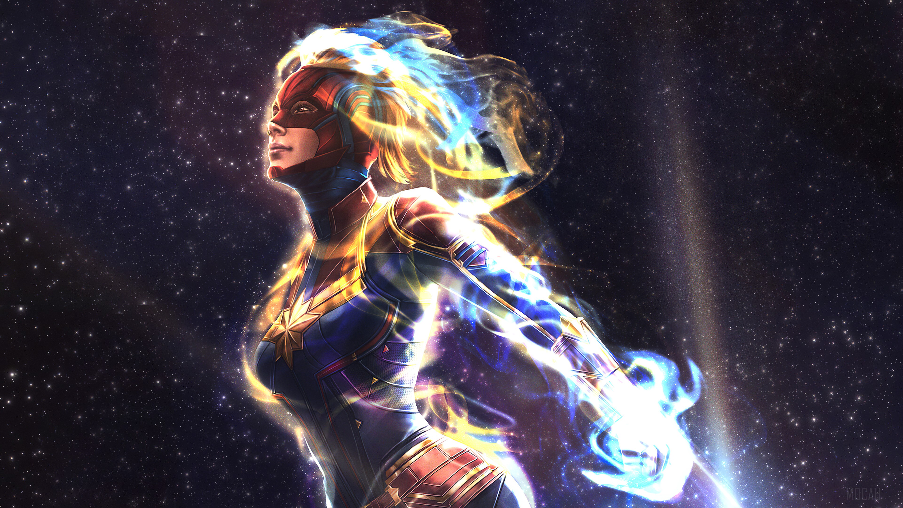 Captain Marvel in Space 4K HD Wallpaper