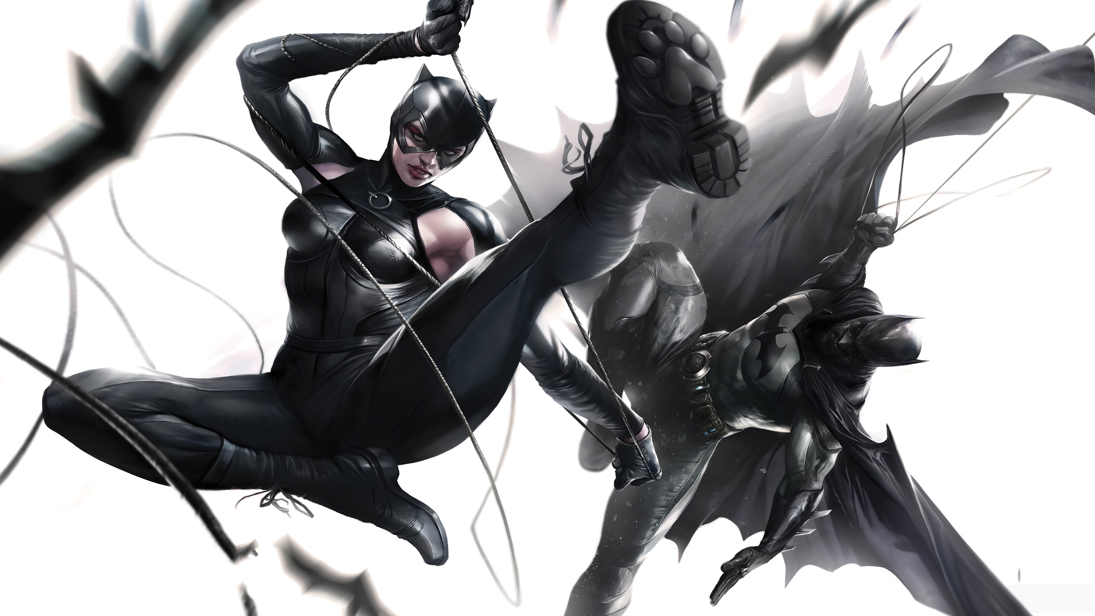 Catwoman And Batman Art HD Wallpaper