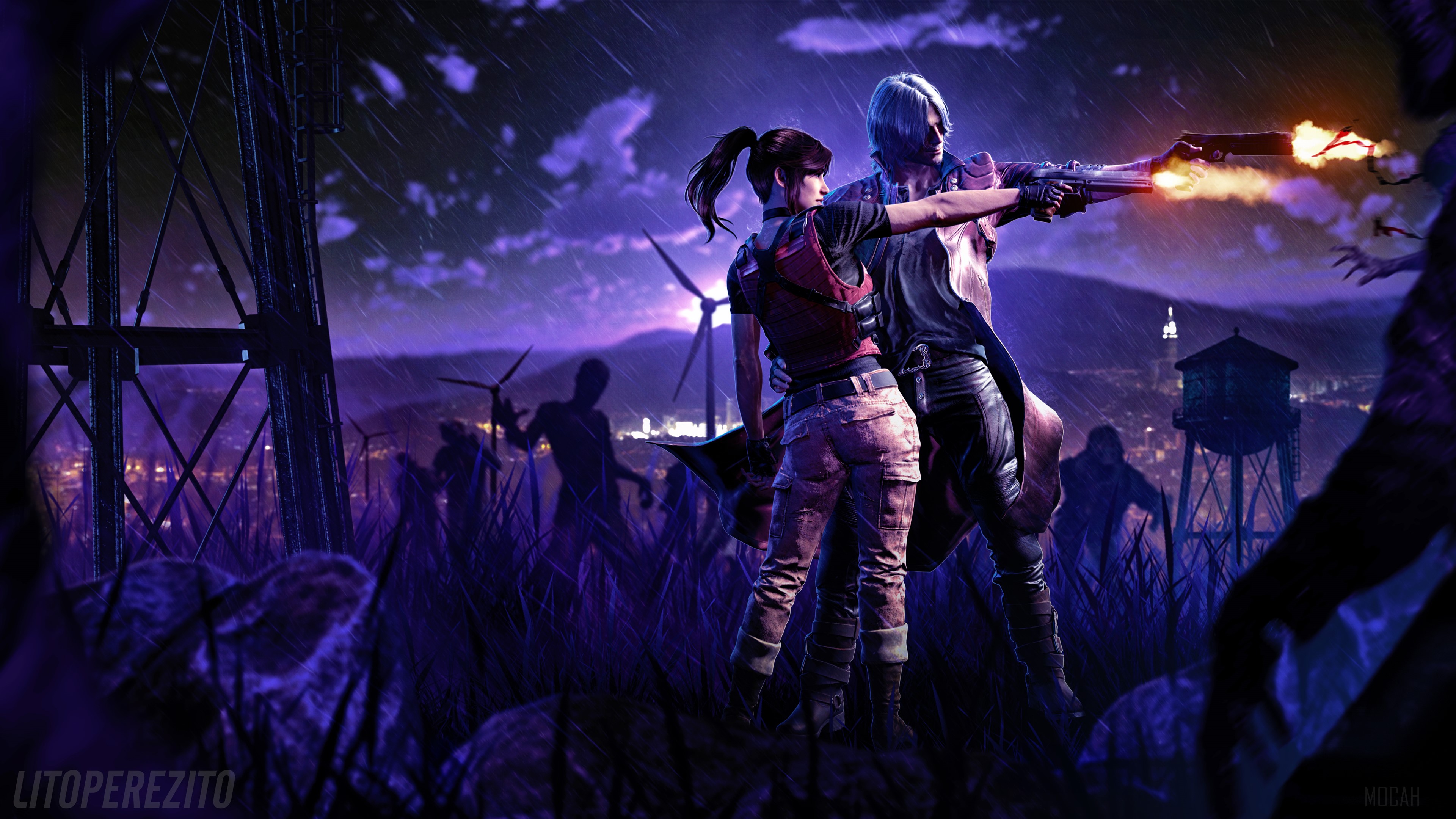 Dante and Claire from Resident Evil and Devil May Cry 5 4K HD Wallpaper