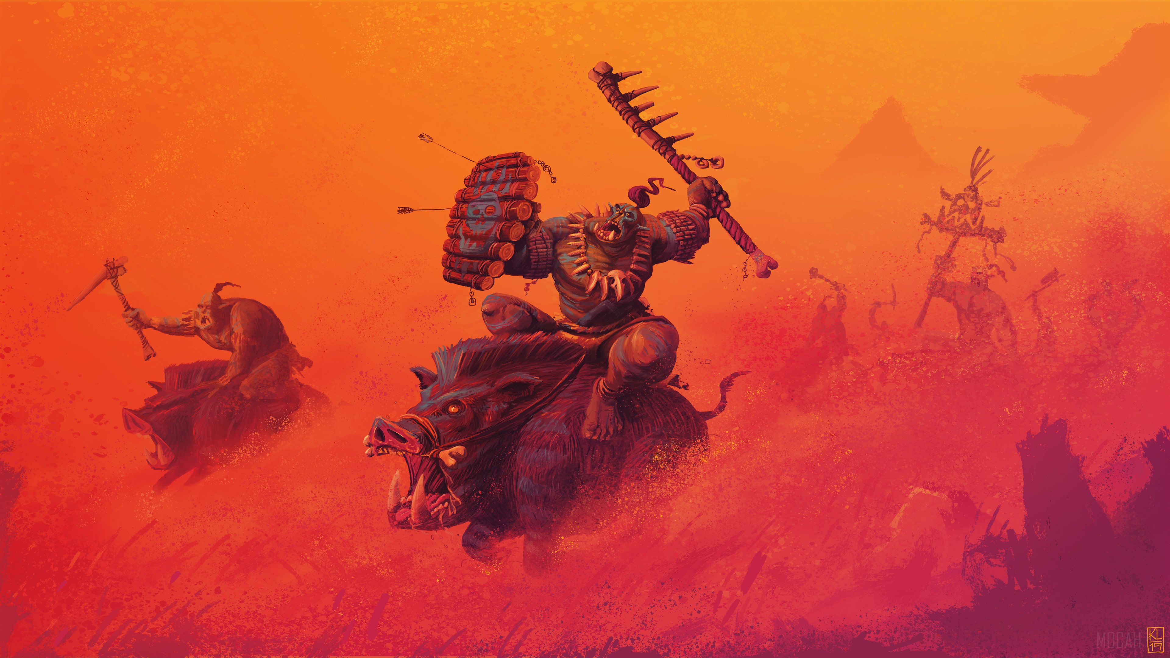 Orcs riding boars in Total War Warhammer II 4K HD Wallpaper