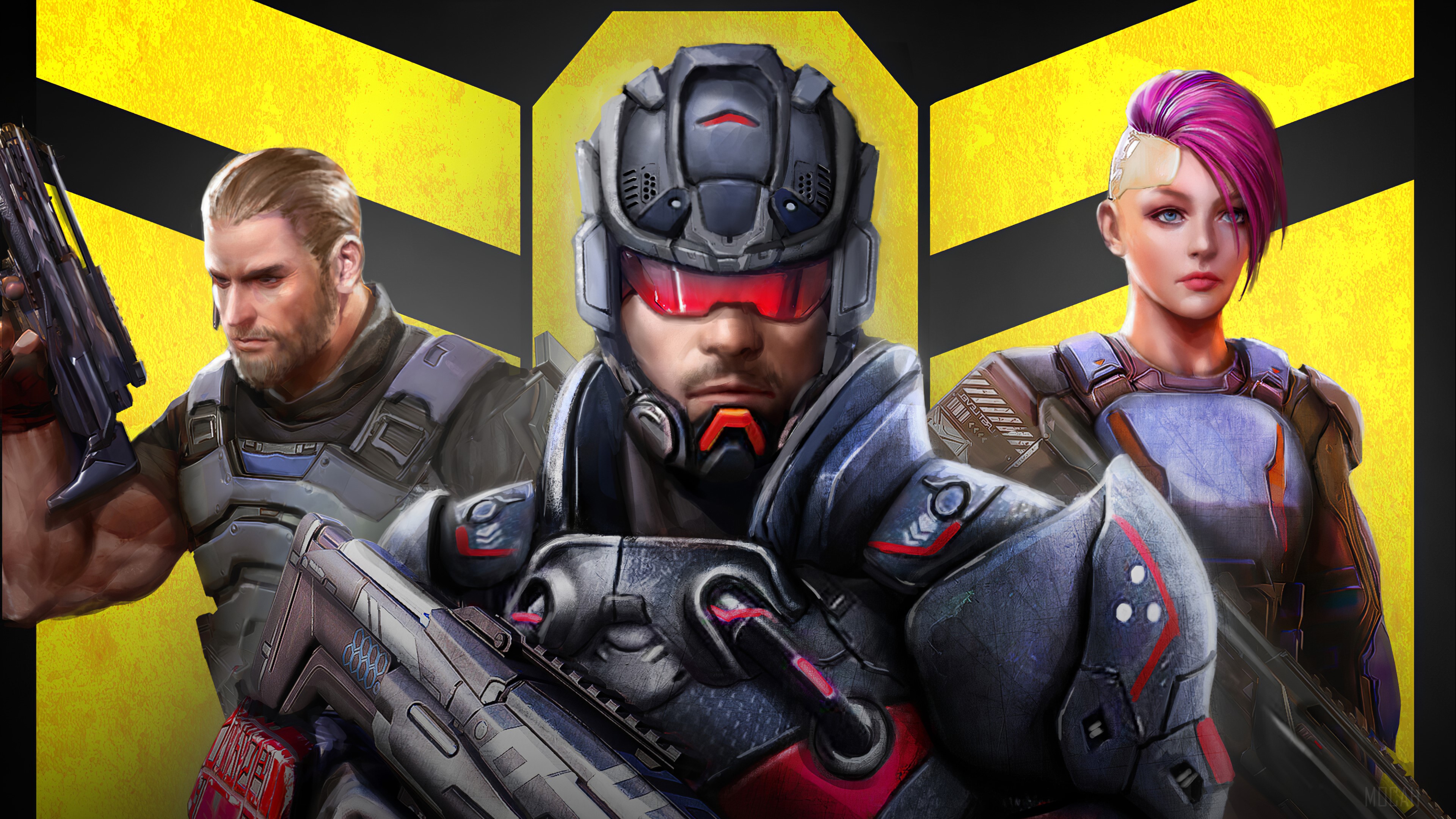 Infinity Ops 4K characters with weapons HD Wallpaper
