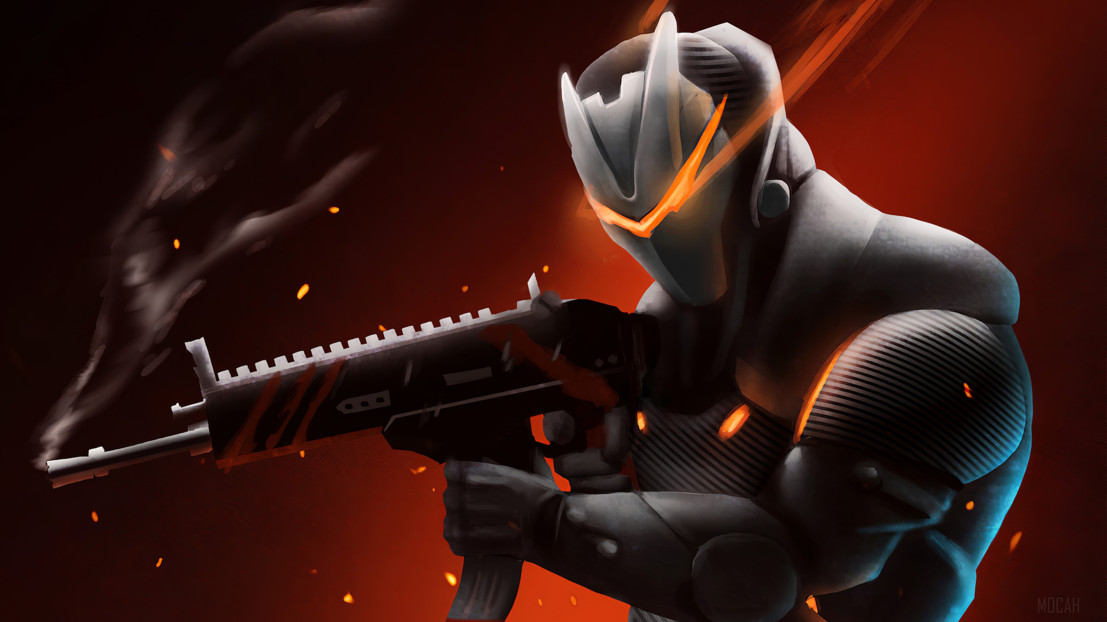 Fortnite Omega with Assault Rifle 4K HD Wallpaper