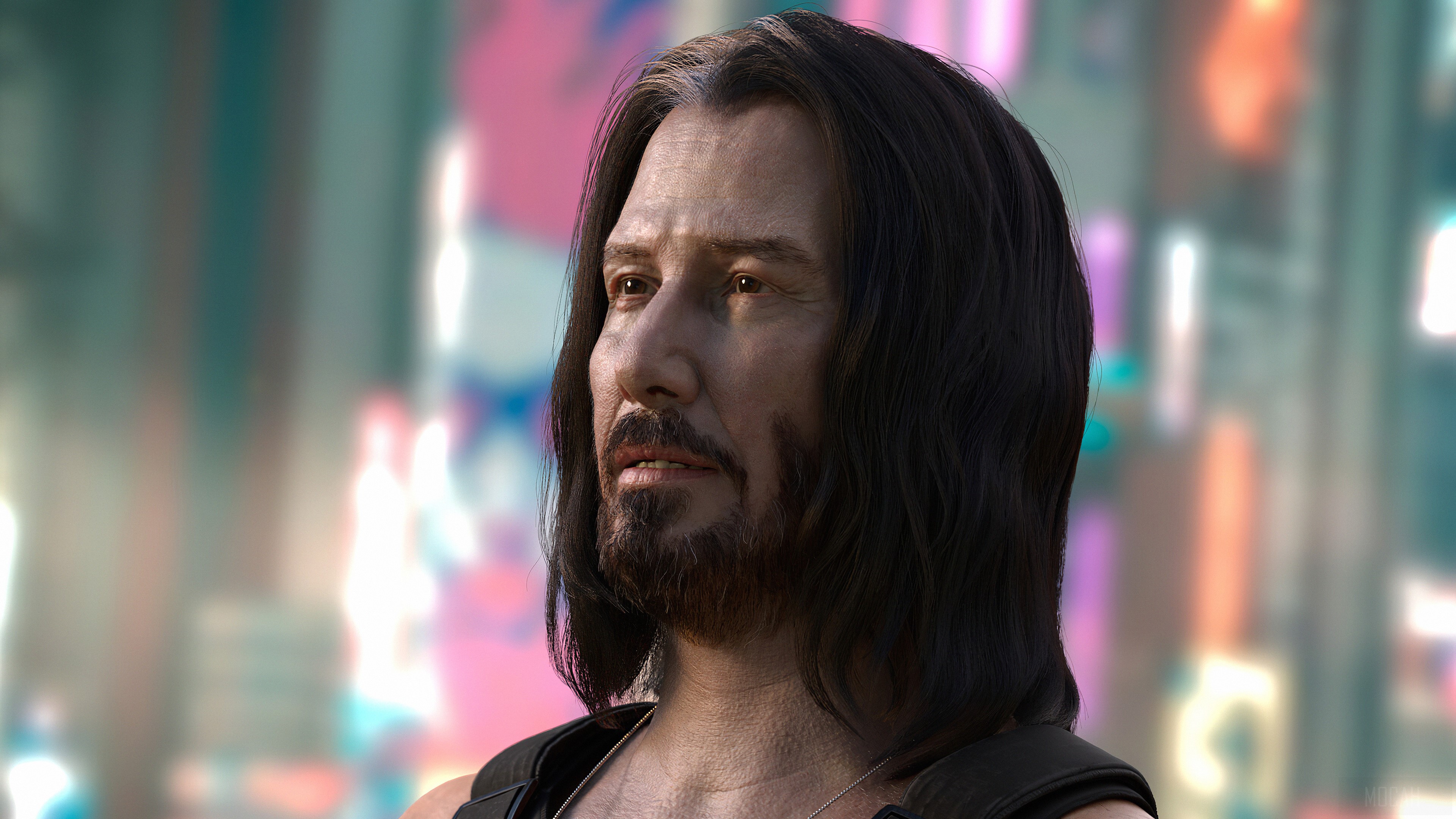 Keanu Reeves as Johnny Silverhand from Cyberpunk 2077 4K HD Wallpaper