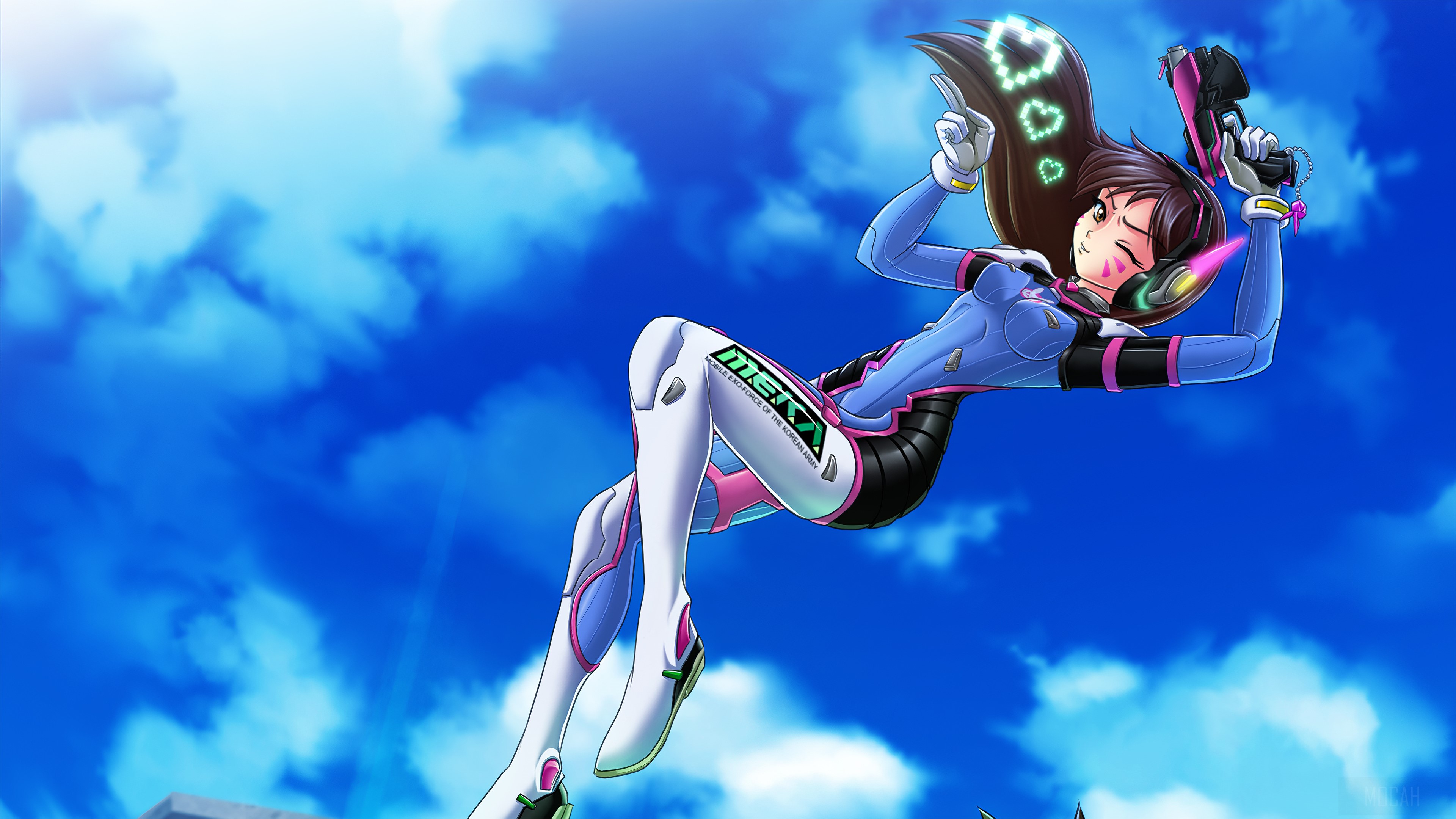 D.Va from Overwatch in the Sky 4K HD Wallpaper
