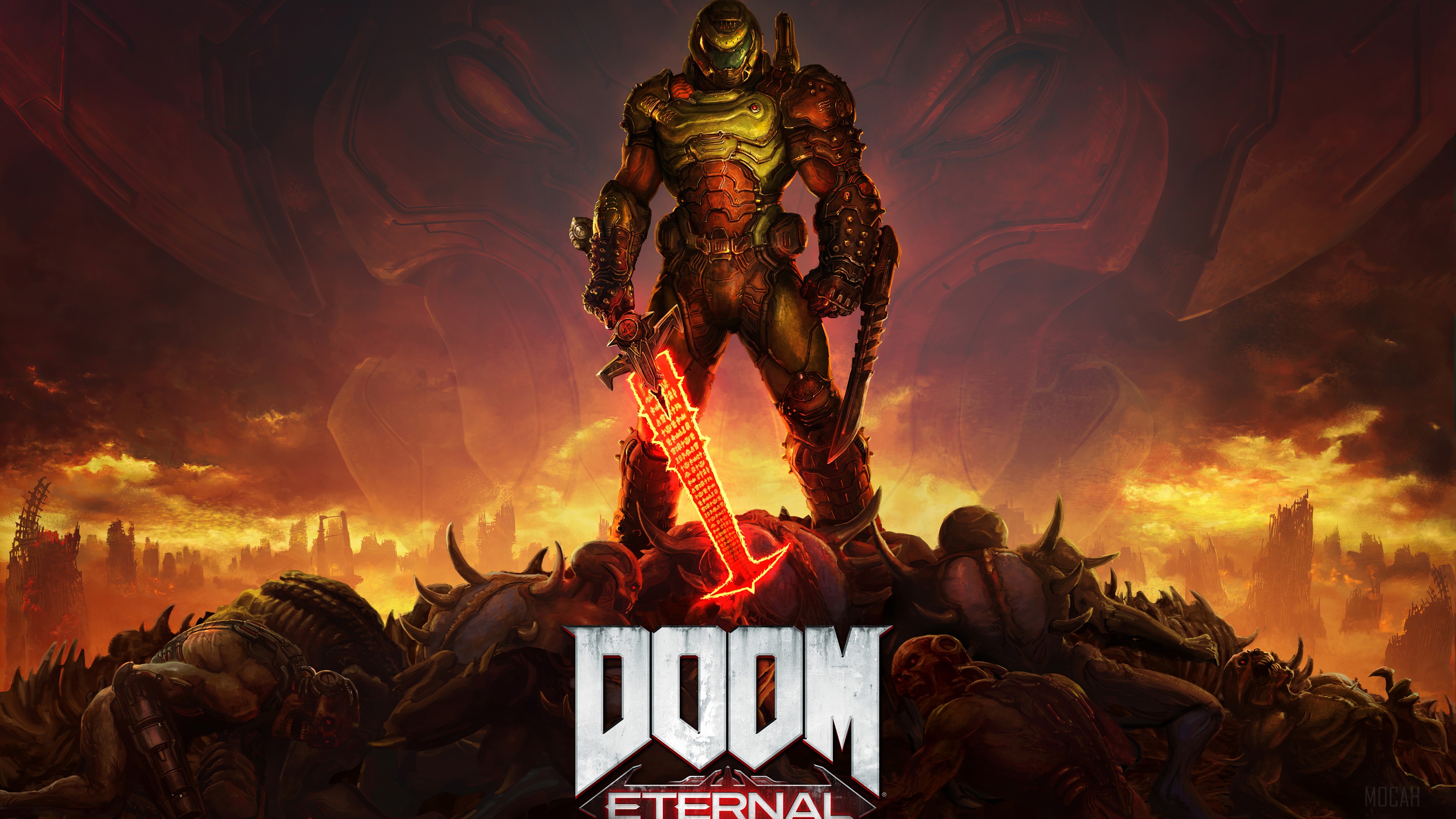 Doom Slayer with Crucible from Doom Eternal 4K HD Wallpaper