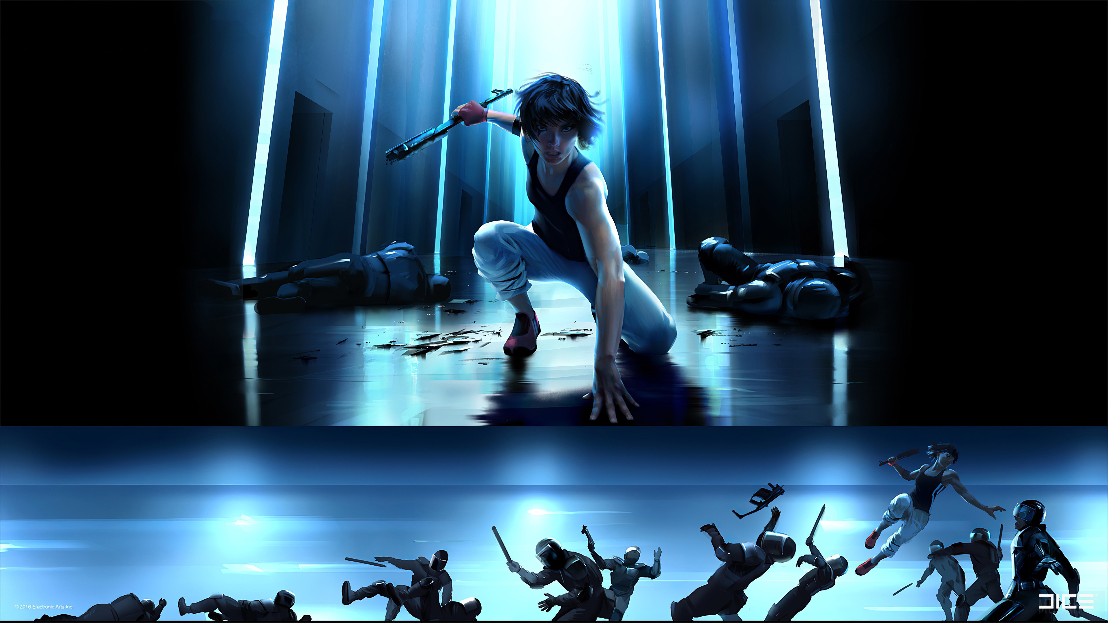 Faith Connors from Mirrors Edge Catalyst in combat 4K HD Wallpaper