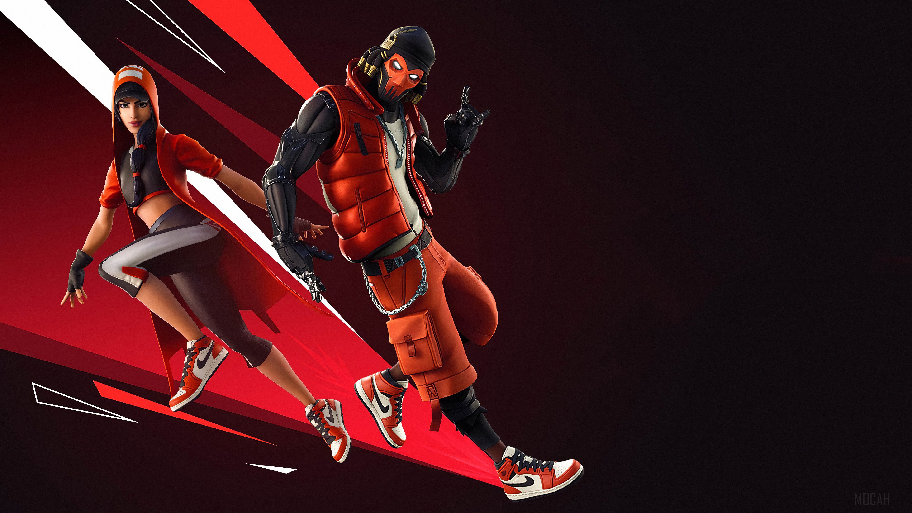 Fortnite characters in Jordan-themed outfits HD Wallpaper