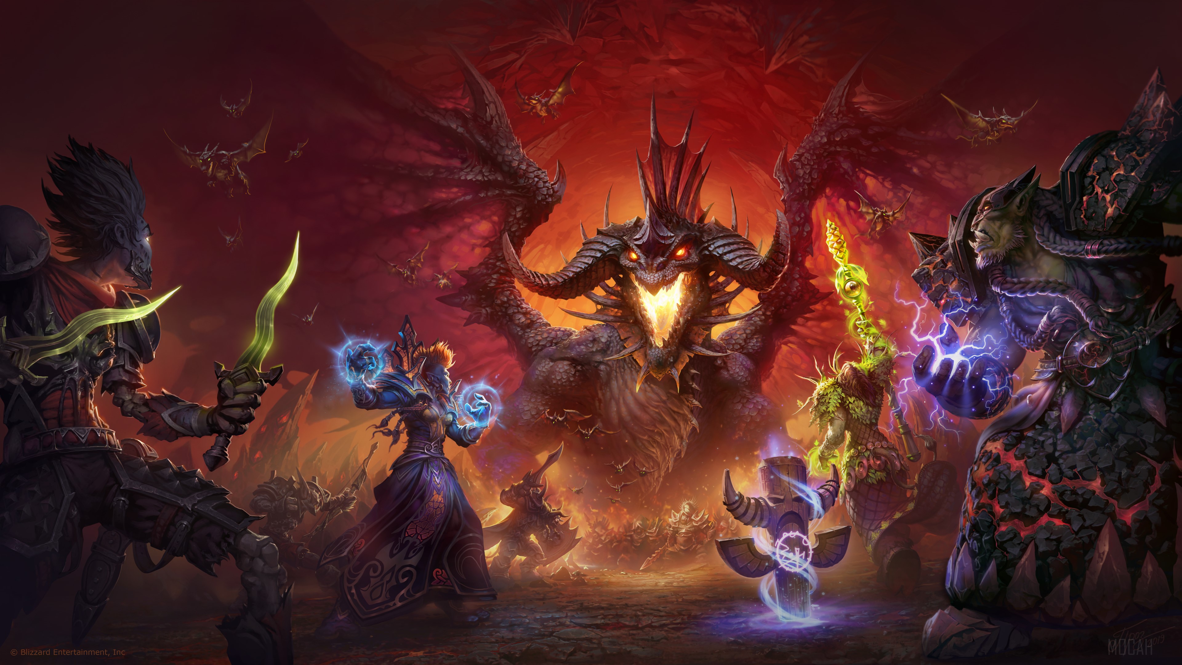 World of Warcraft 4K: Dragon and Heroes Battle HD Wallpaper