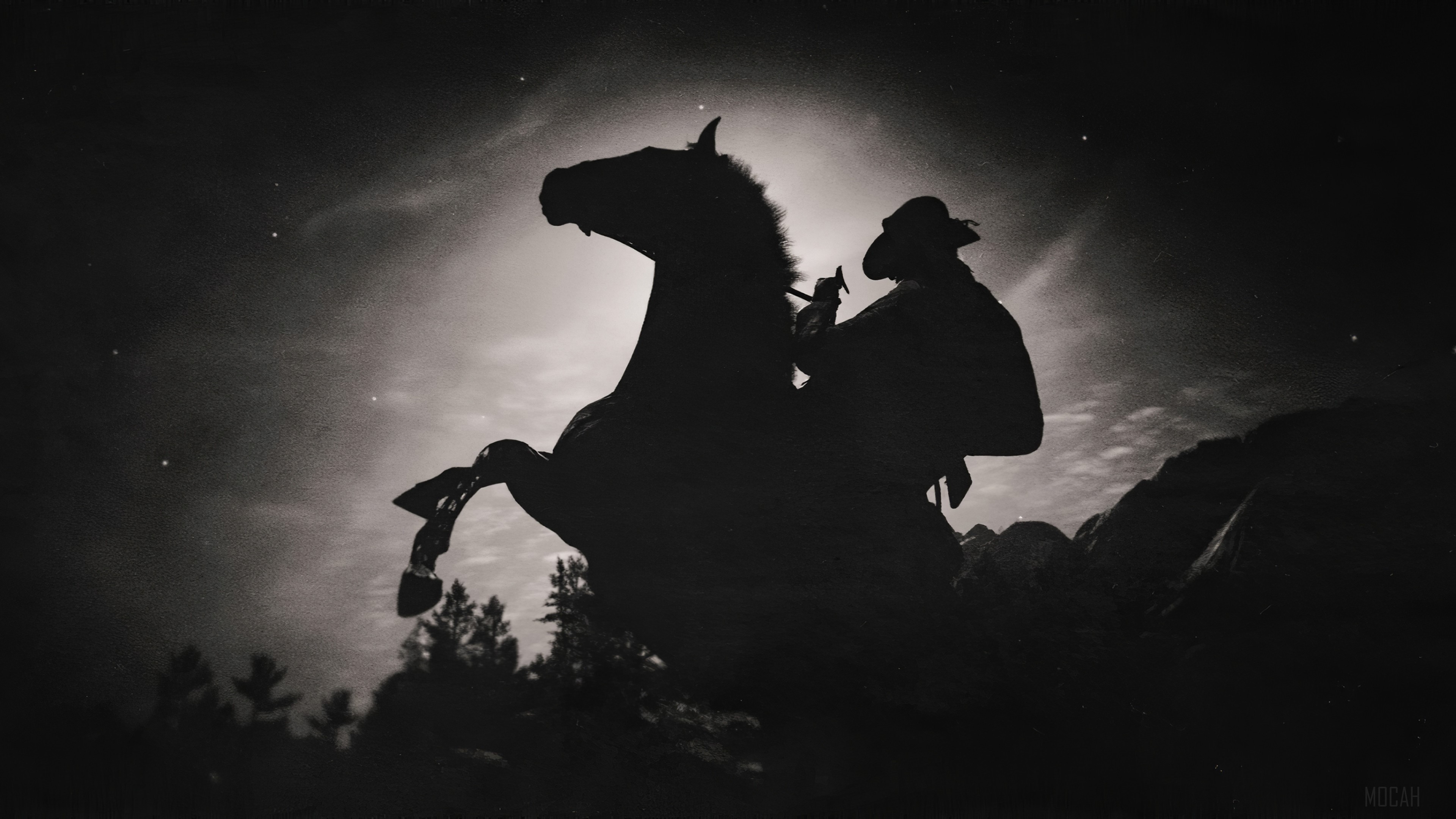 Red Dead Redemption 2 Rider on Rearing Horse 4K HD Wallpaper
