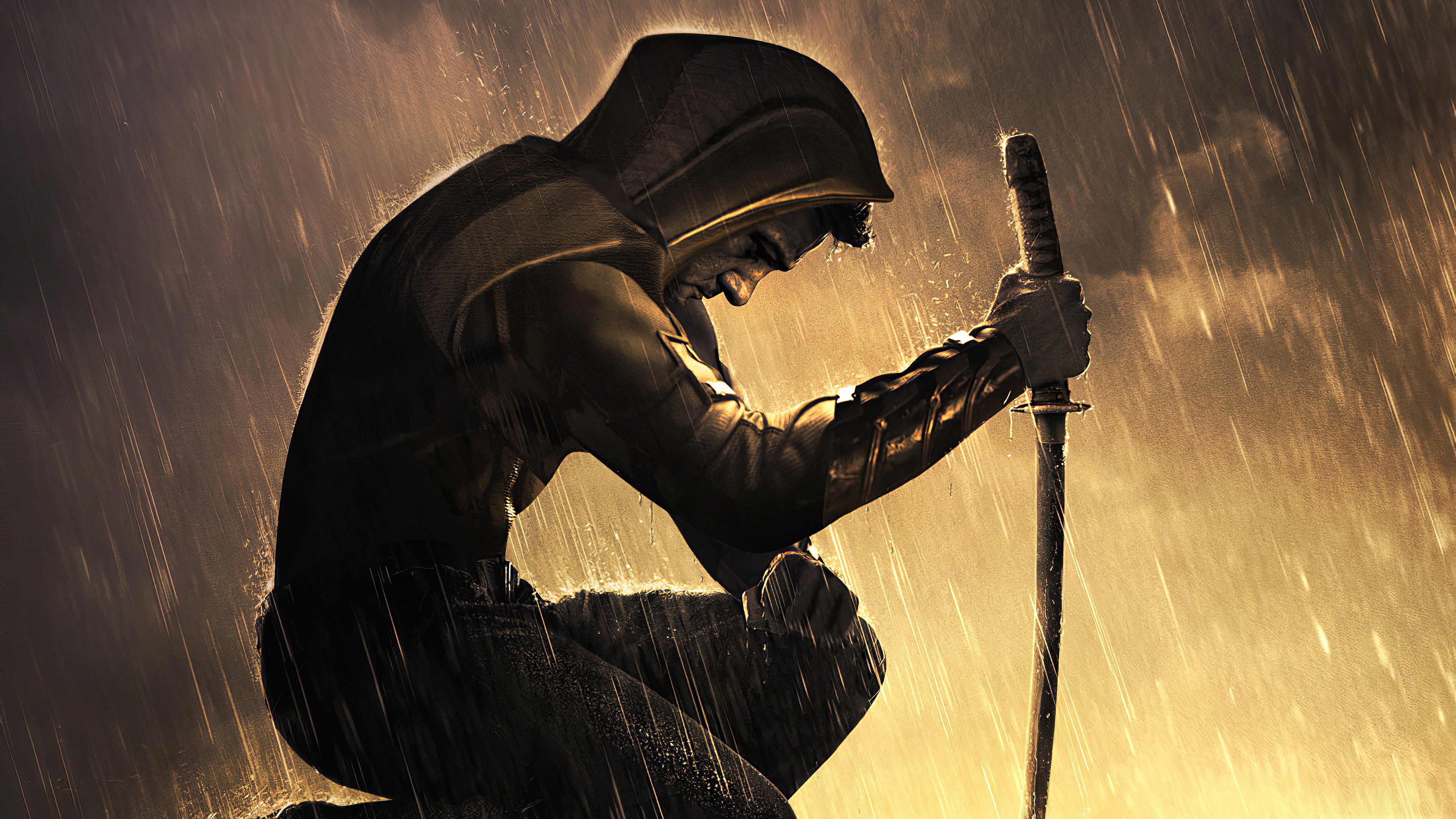 Hawkeye in the Rain 4K HD Wallpaper