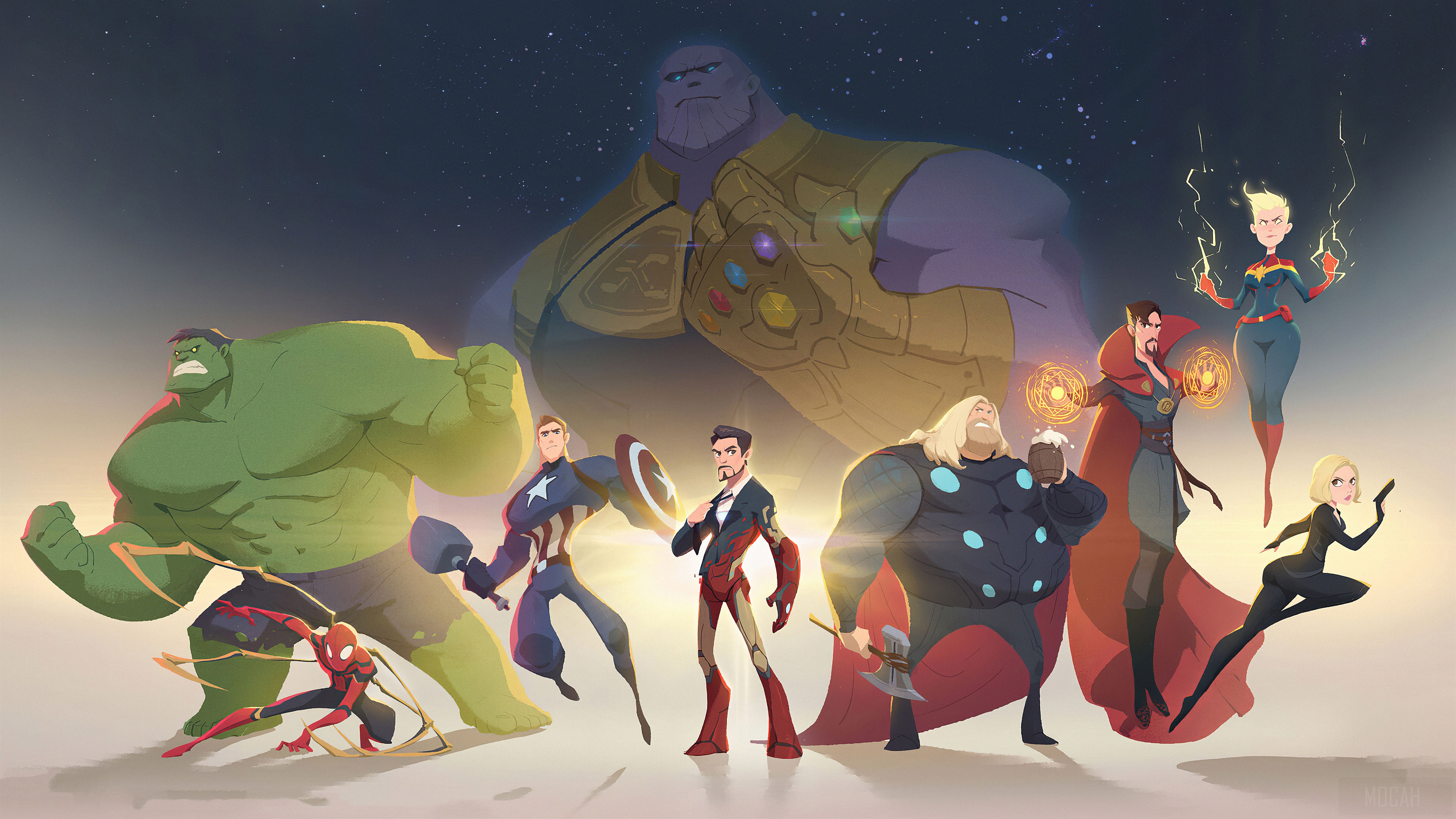 Avengers and Thanos Minimal 4K HD Wallpaper