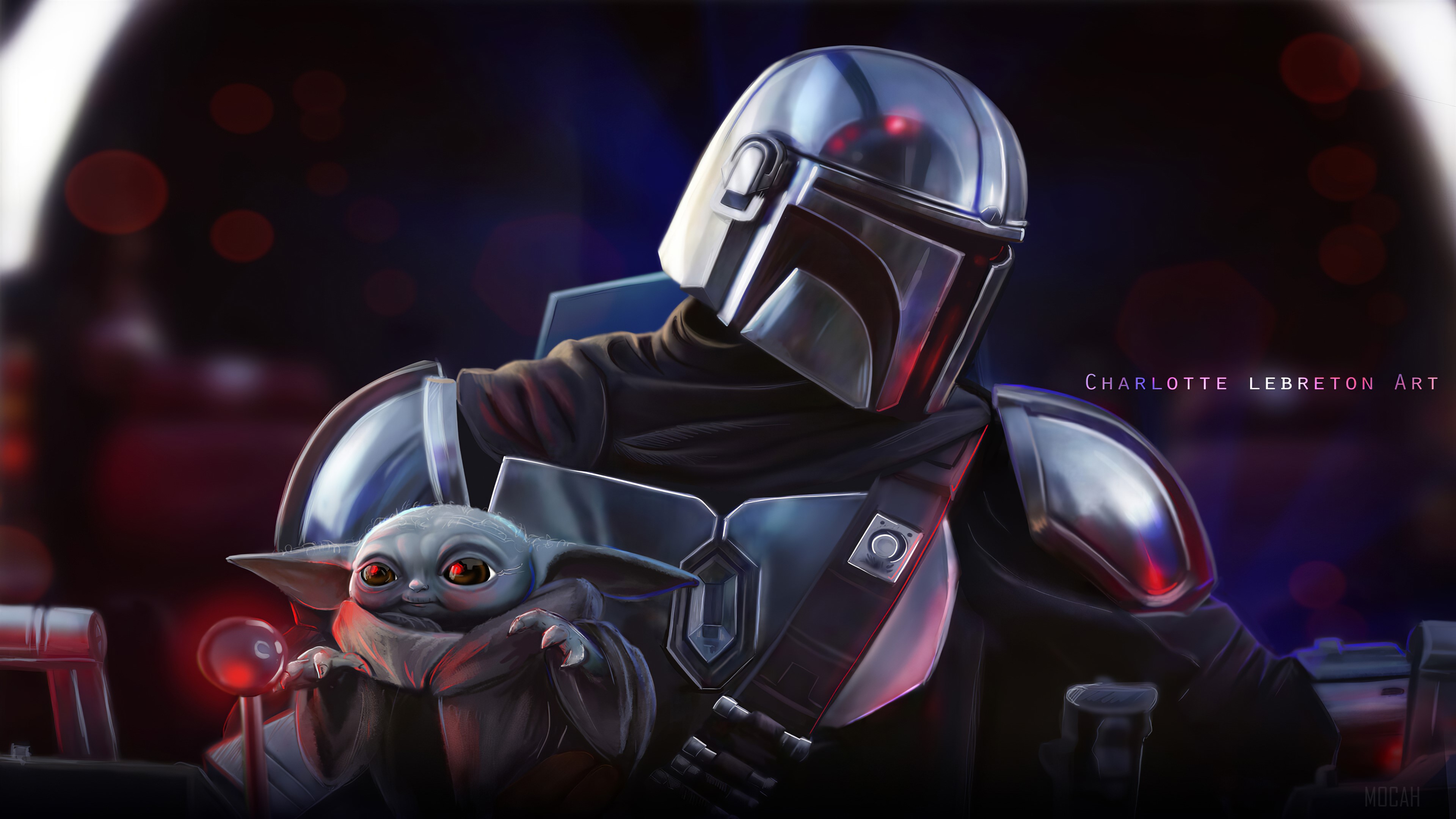 The Mandalorian and Grogu from The Mandalorian TV Series Art 4K HD Wallpaper