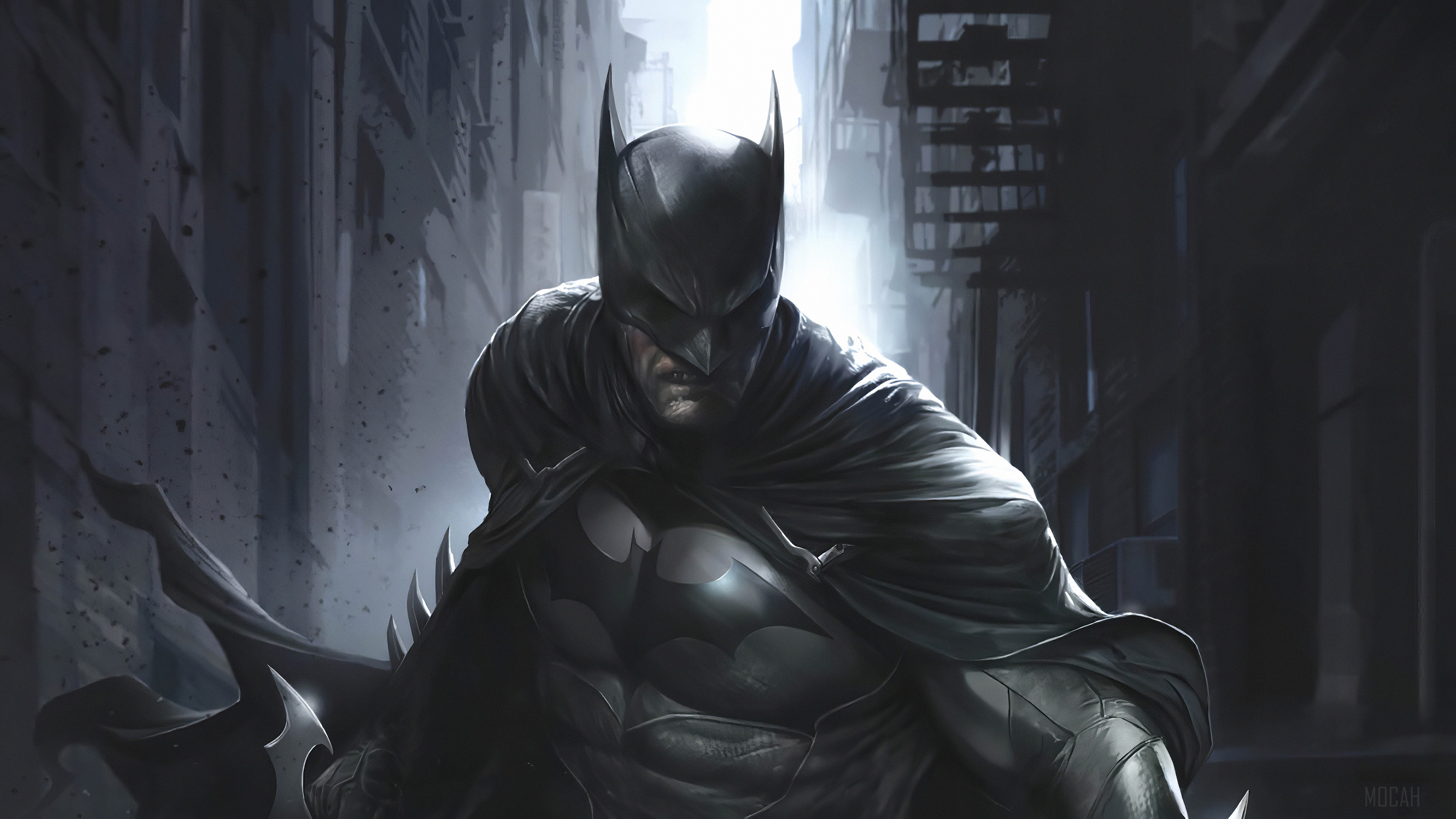 Batman in a dark alleyway 4K HD Wallpaper