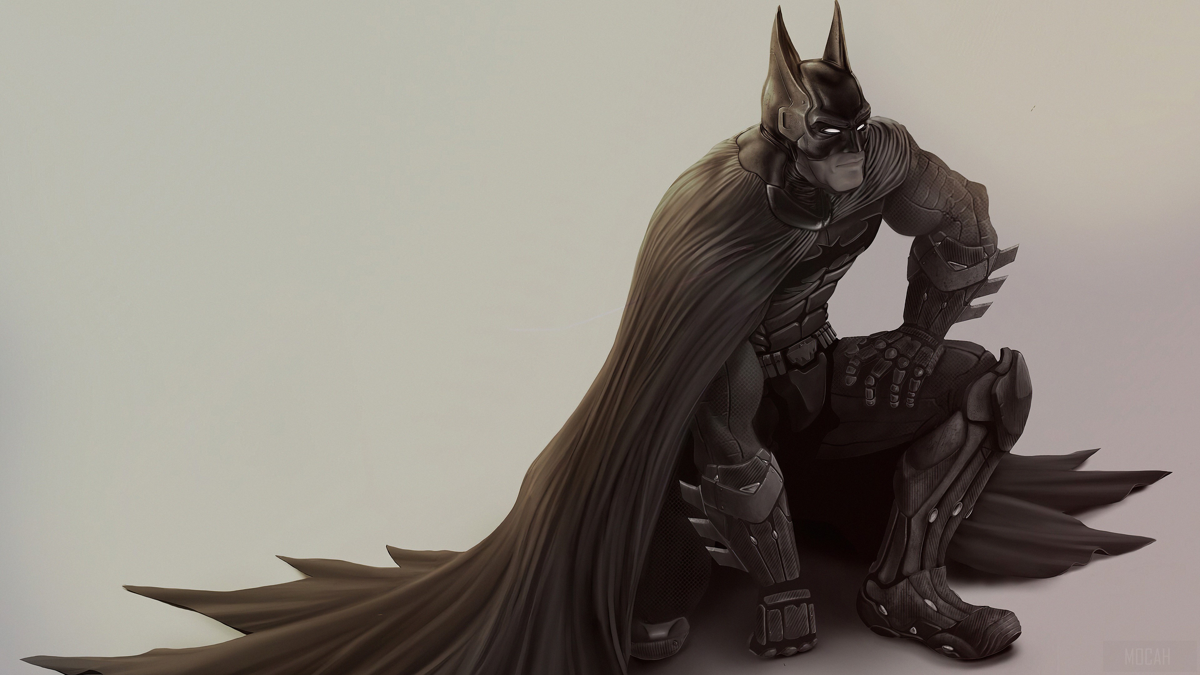 Batman crouching with cape HD Wallpaper