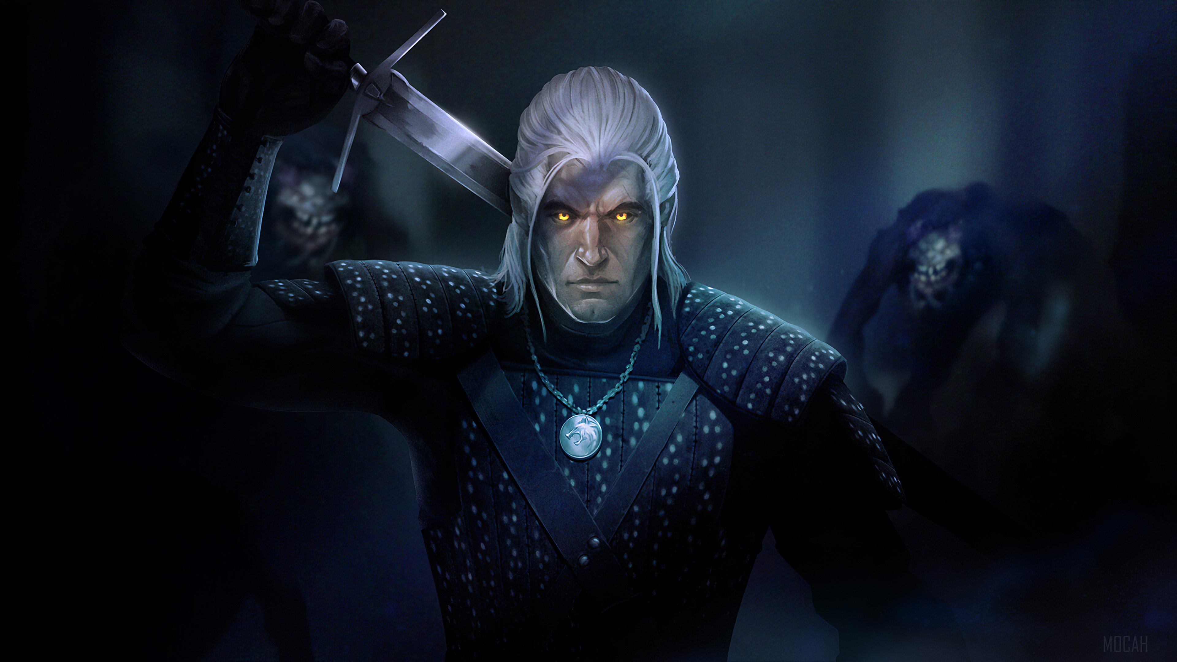 Geralt of Rivia from The Witcher Art 4K HD Wallpaper