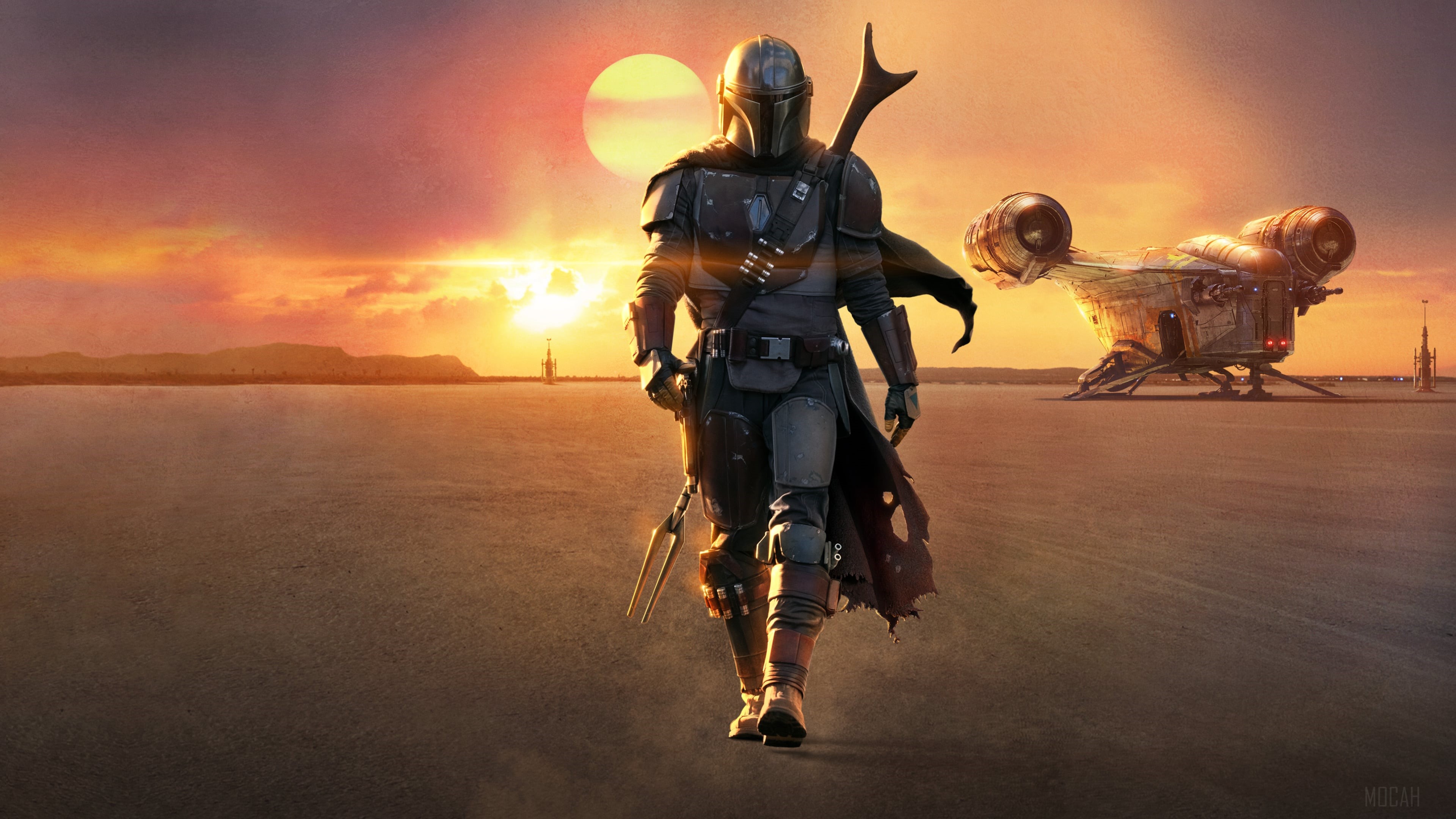 The Mandalorian and Razor Crest 4K HD Wallpaper