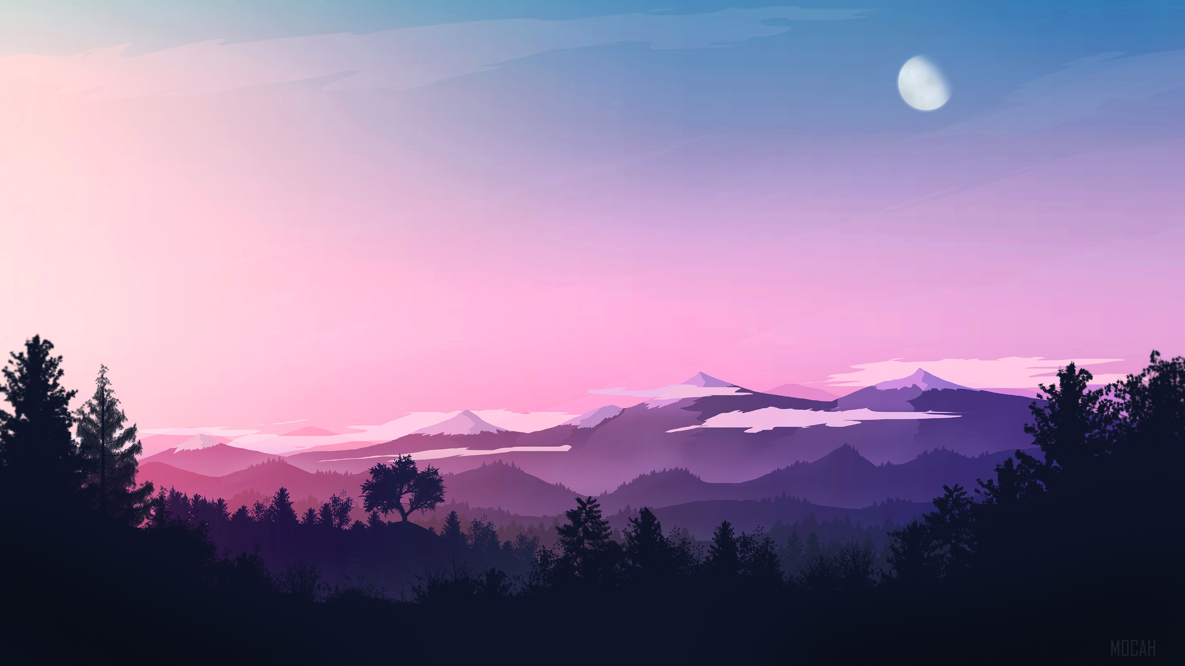 Evening Landscape Minimal HD Wallpaper