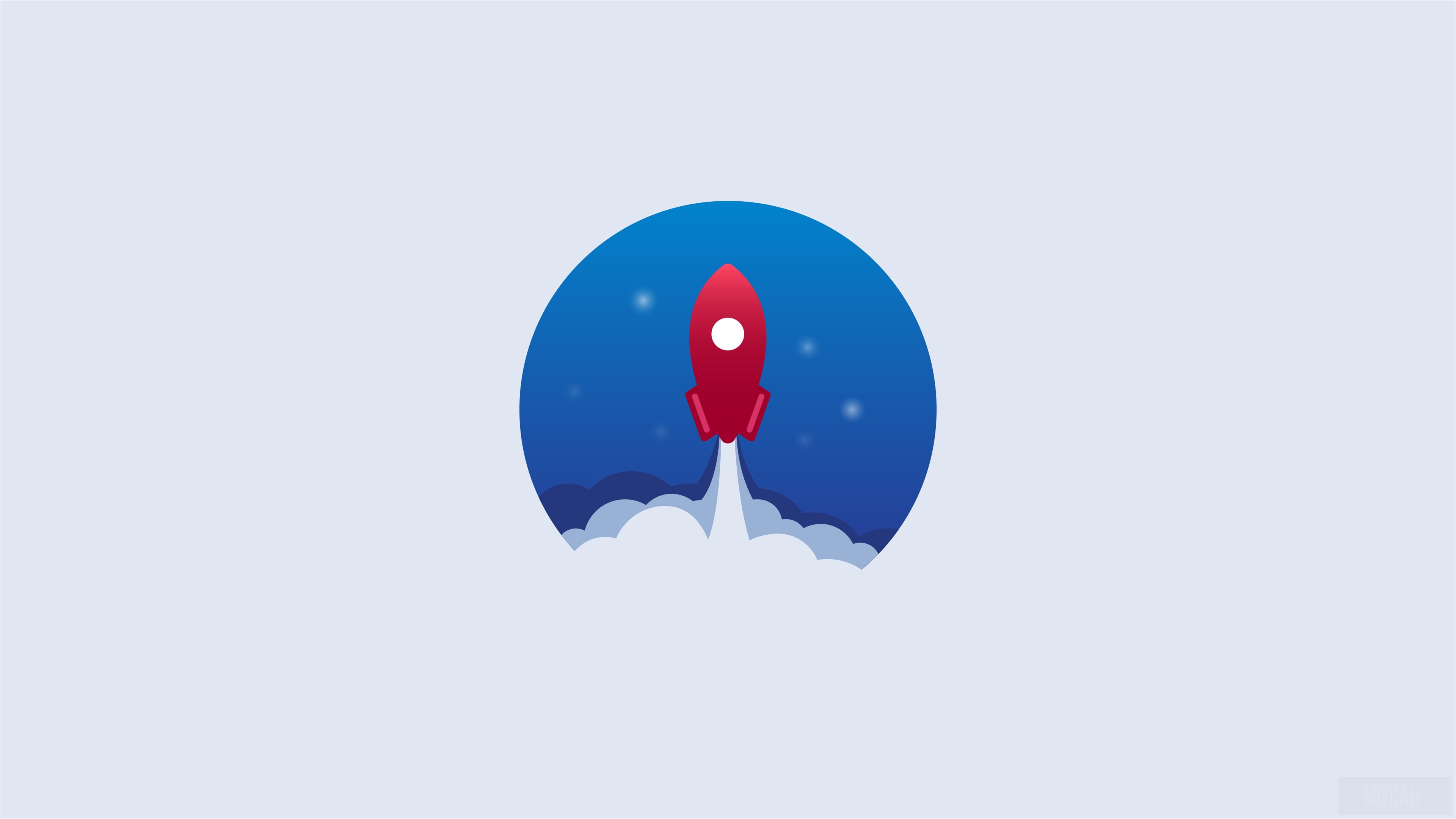Minimalist Red Rocket Launching 4K HD Wallpaper