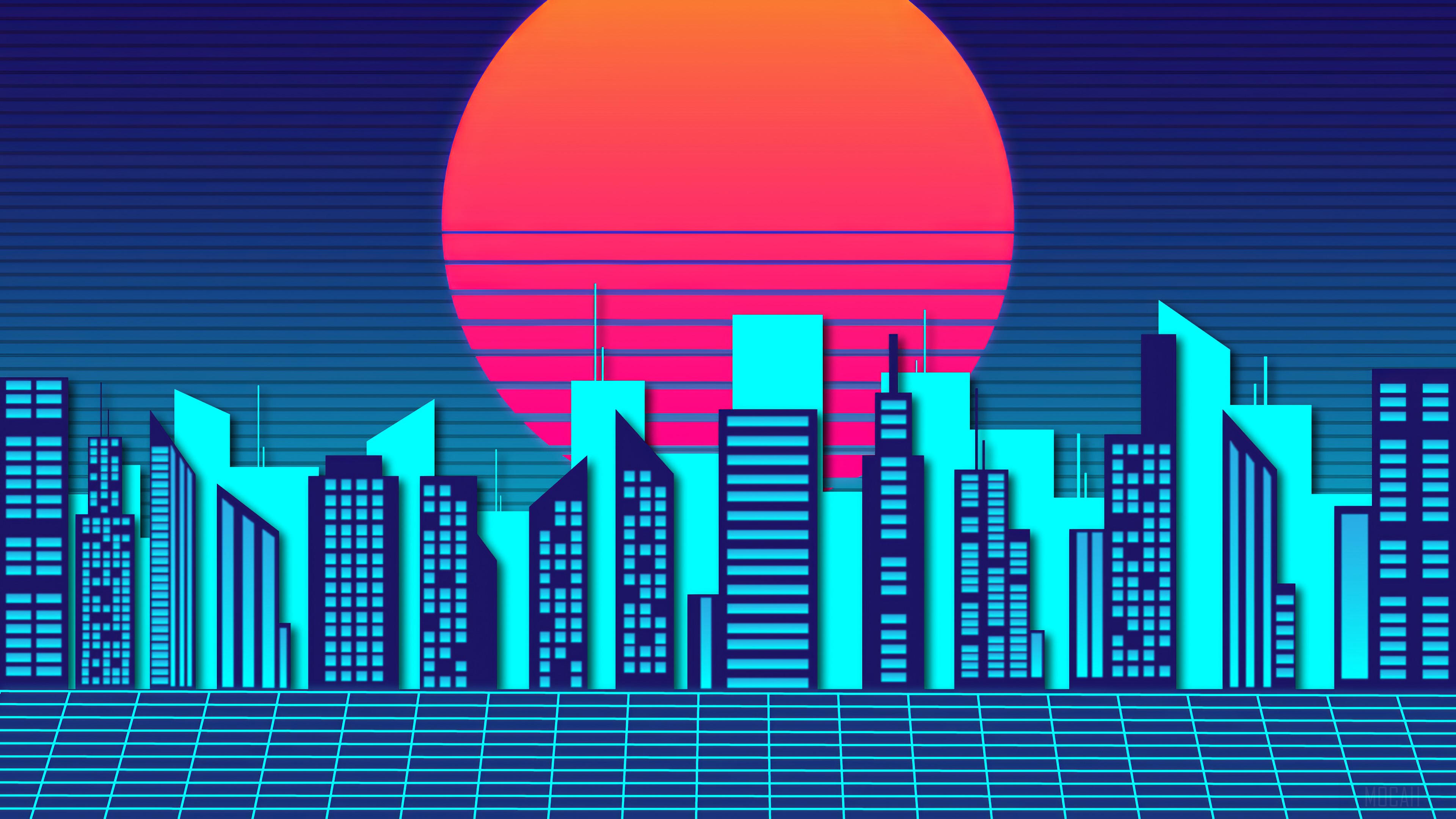 Retro City Wave HD Wallpaper