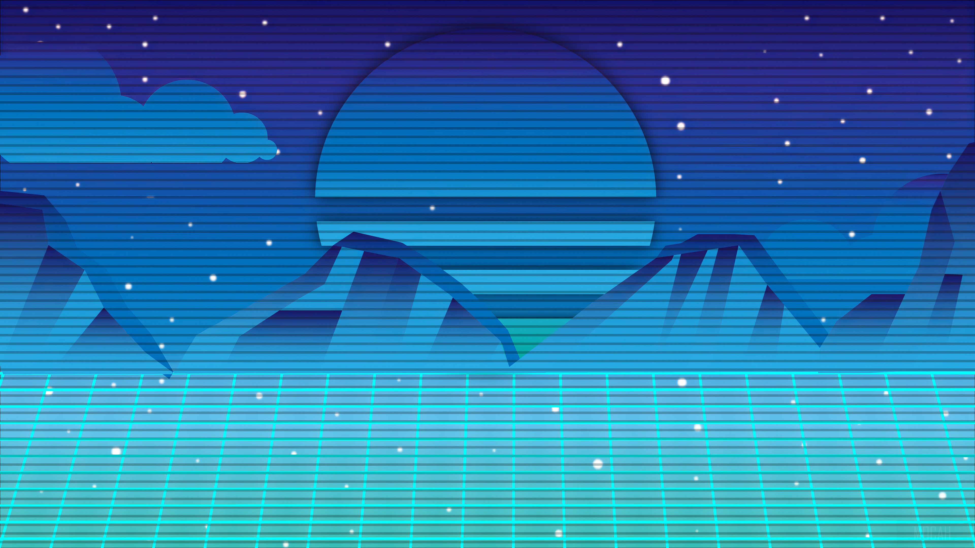 Retro Mountain Scenery HD Wallpaper