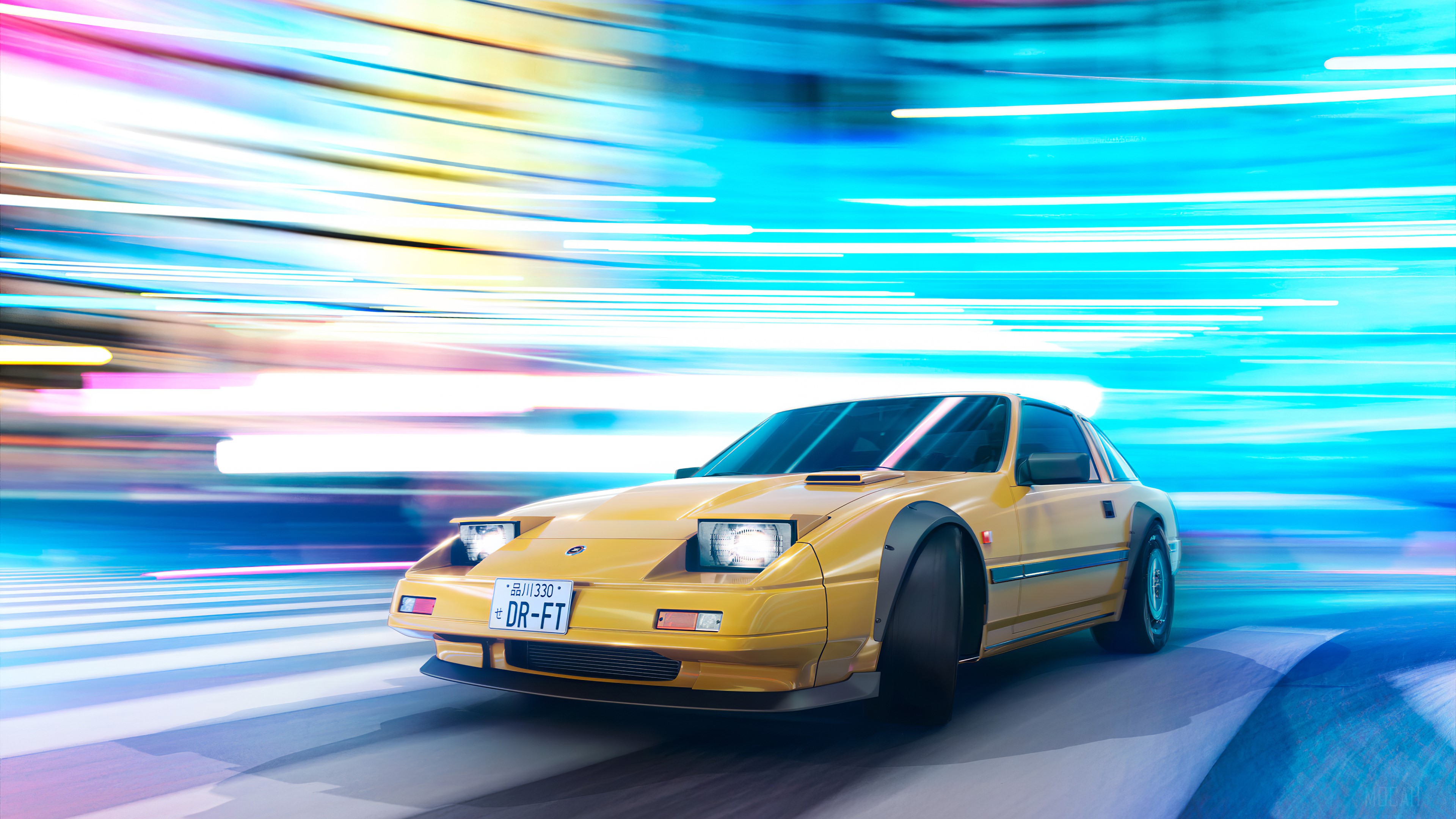 Yellow Nissan 300 ZX 4K HD Wallpaper