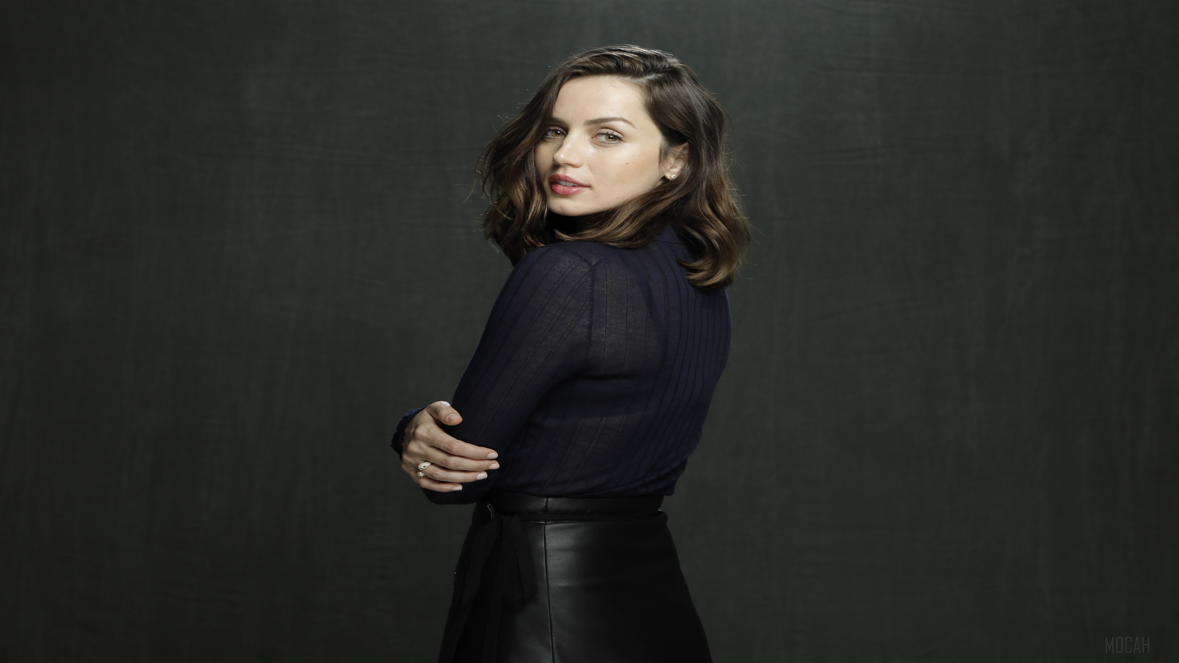 Ana De Armas in a dark blue top and black skirt HD Wallpaper