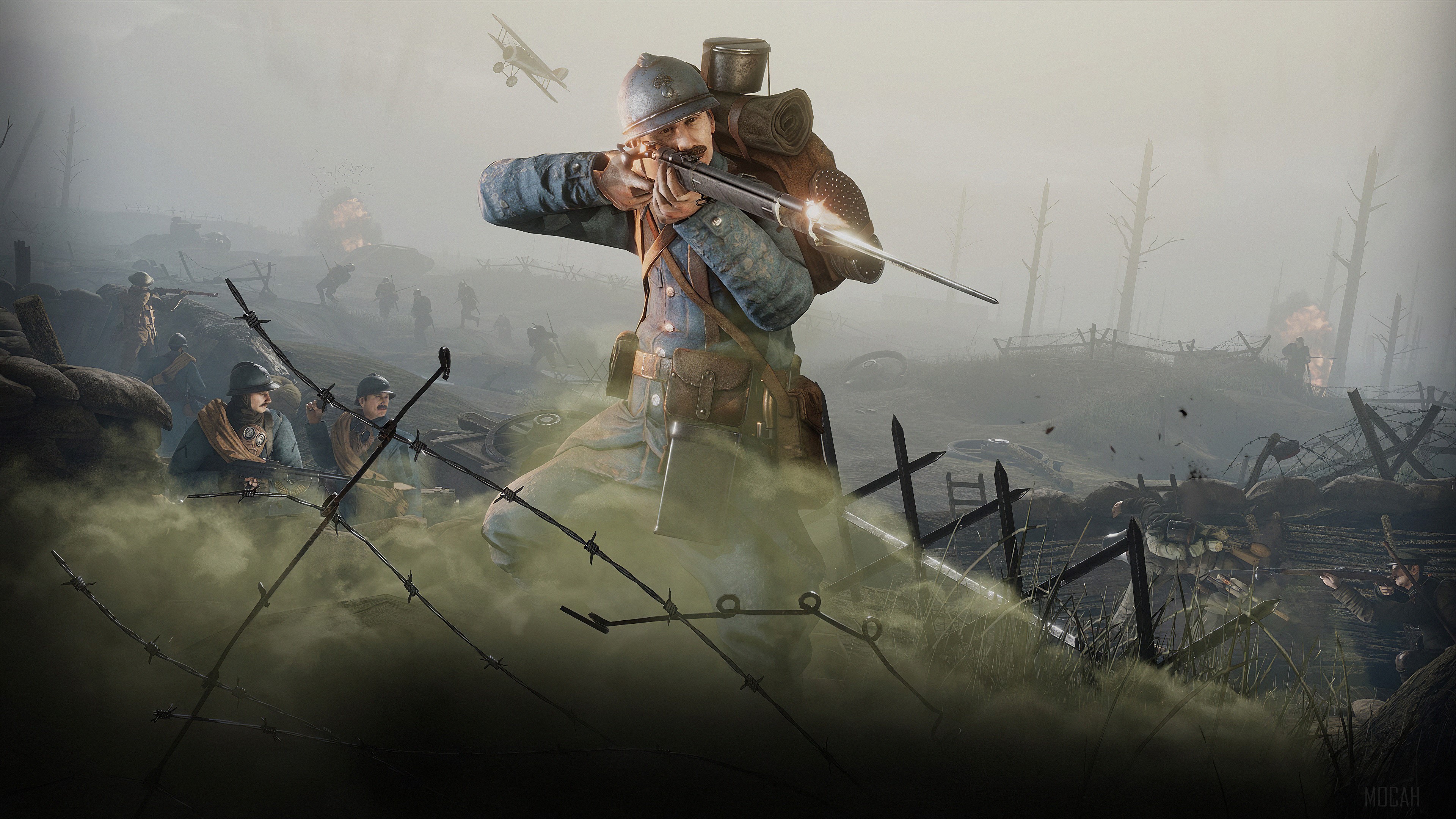 Soldiers in a trench during World War I, Verdun 4K HD Wallpaper