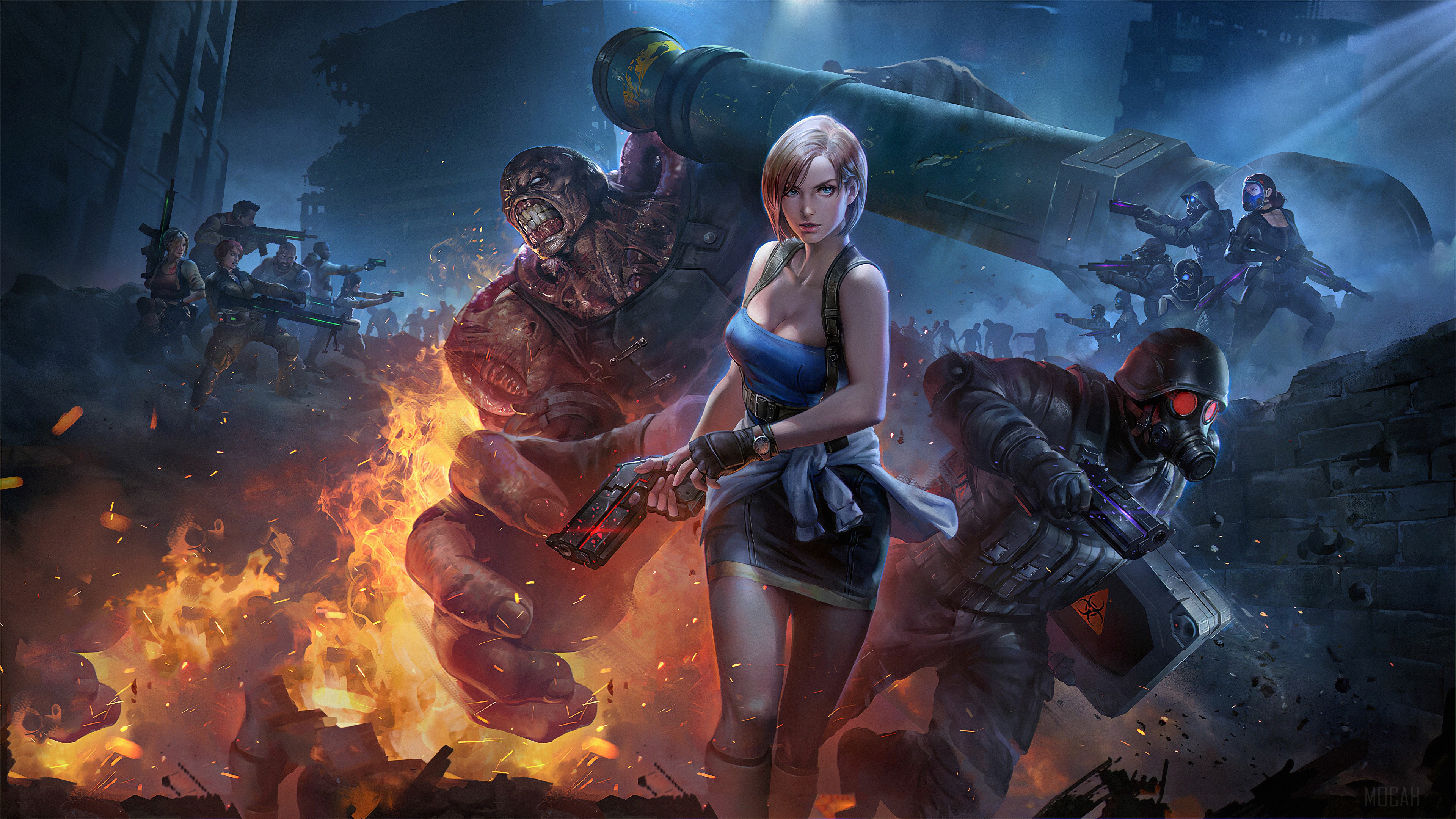 Jill Valentine and Nemesis from Teppen Game 4K HD Wallpaper