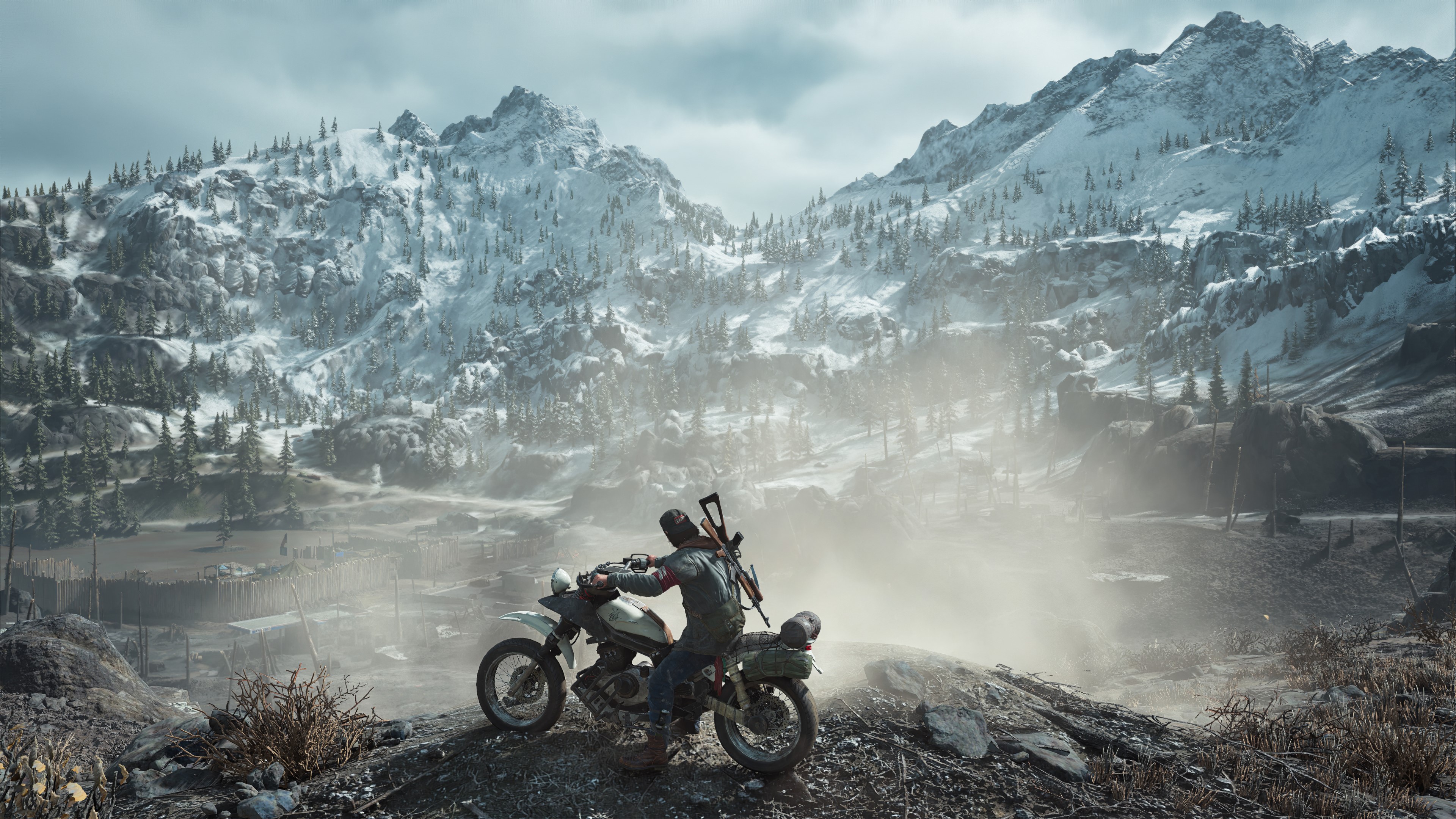 Biker from Days Gone in snowy mountains 4K HD Wallpaper