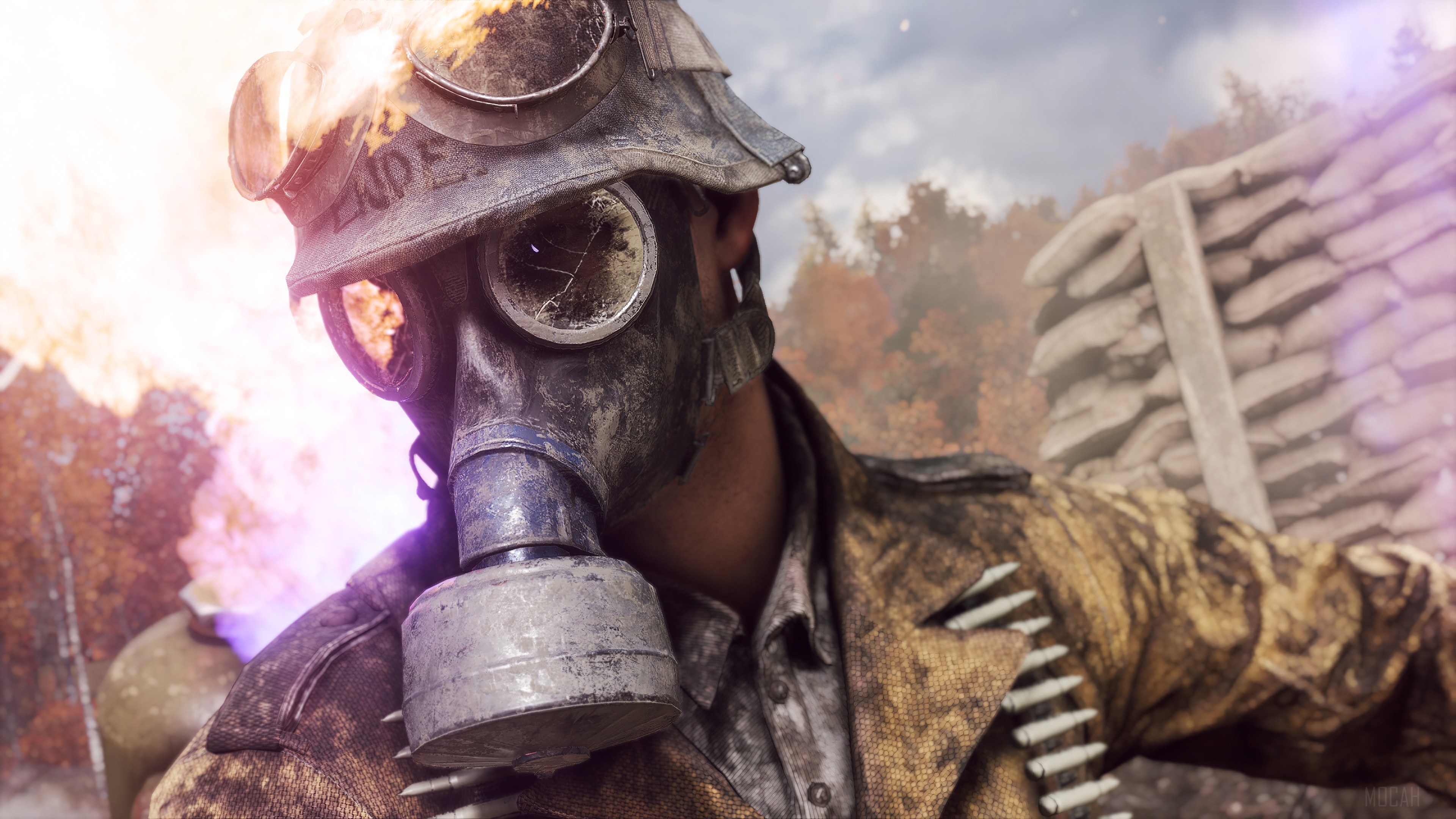 Soldier with gas mask and helmet in Battlefield 5 4K HD Wallpaper