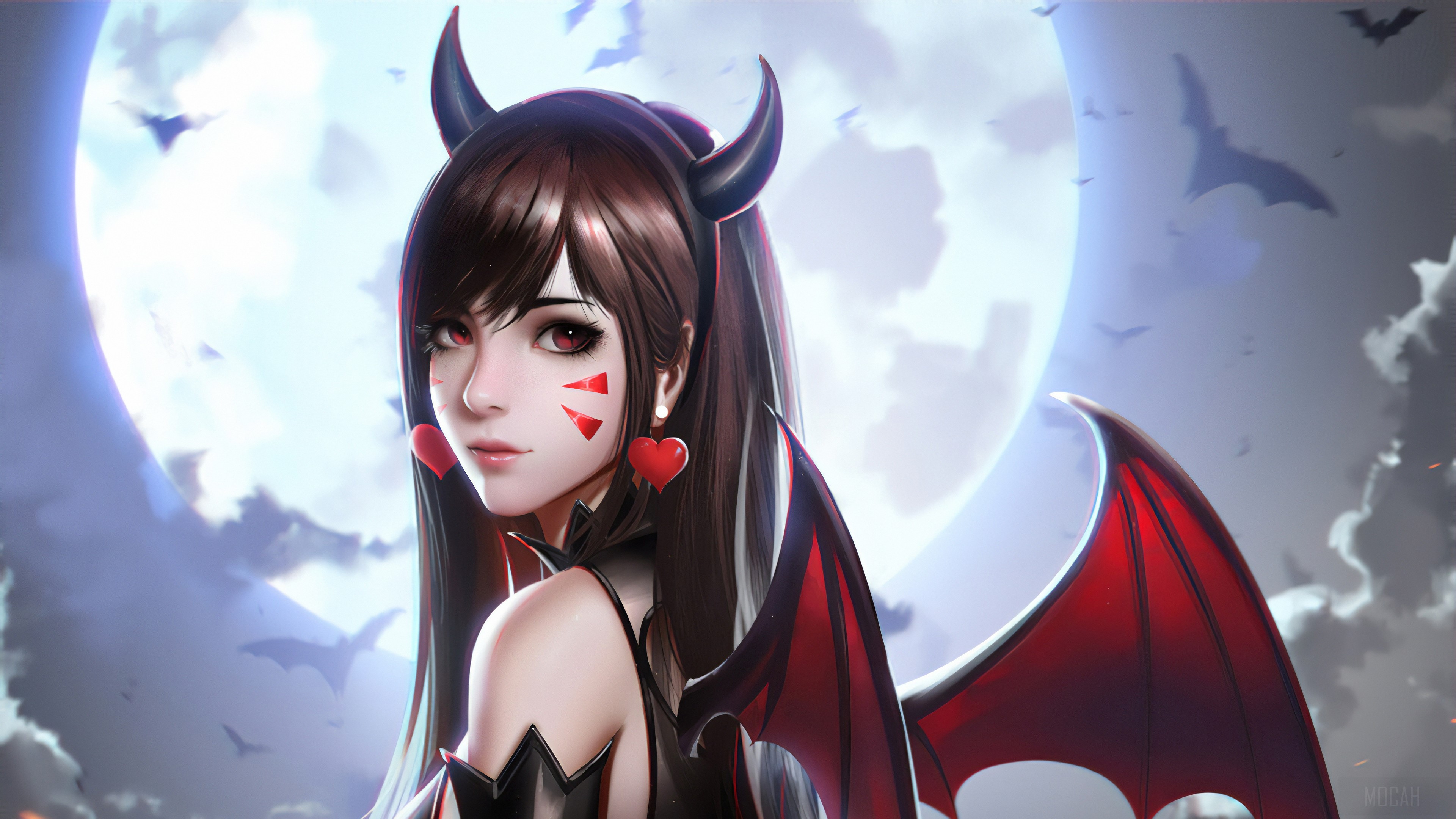 D.Va from Overwatch as a Devil 4K HD Wallpaper