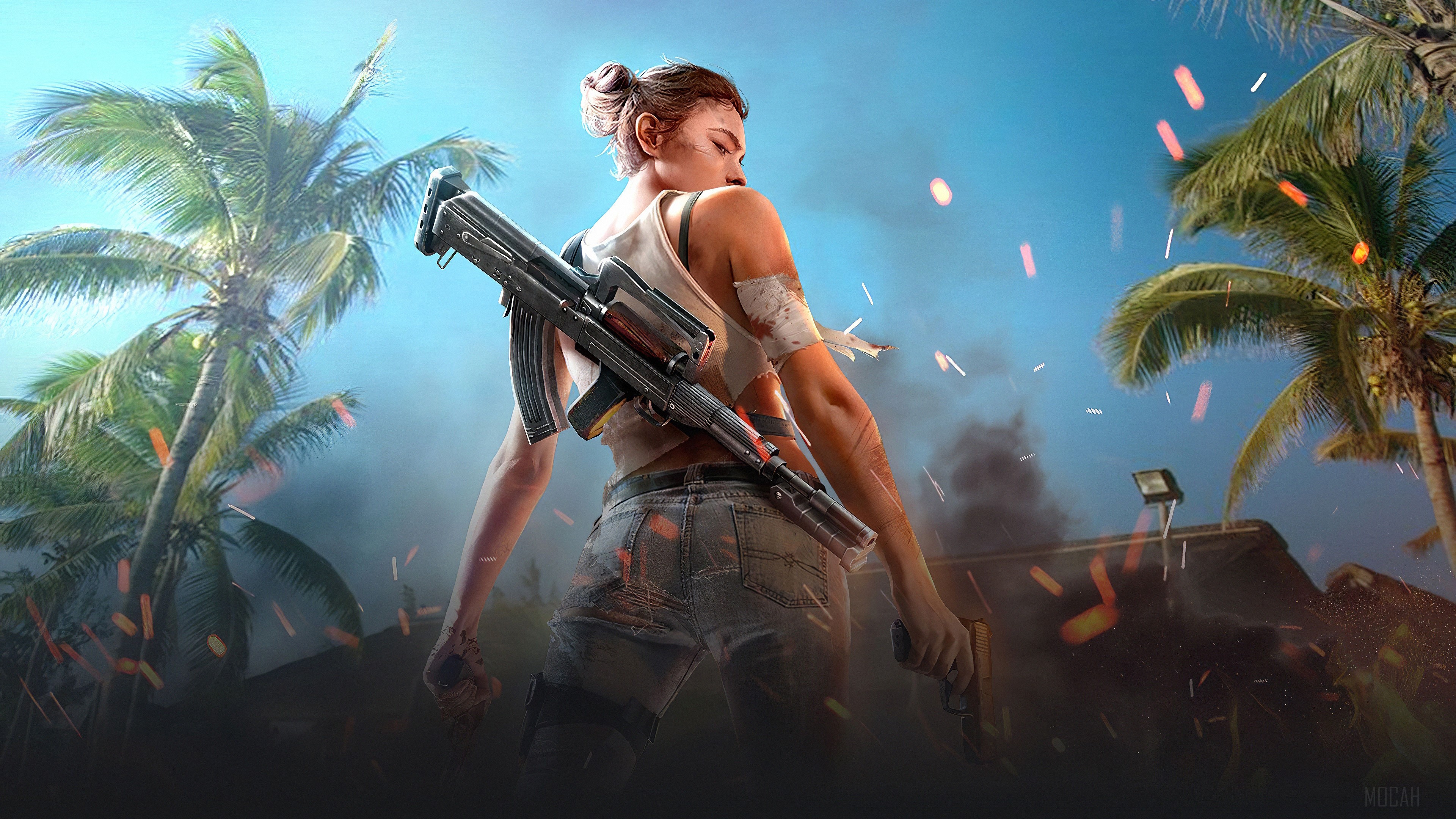 Woman with rifle from Garena Free Fire 4K HD Wallpaper