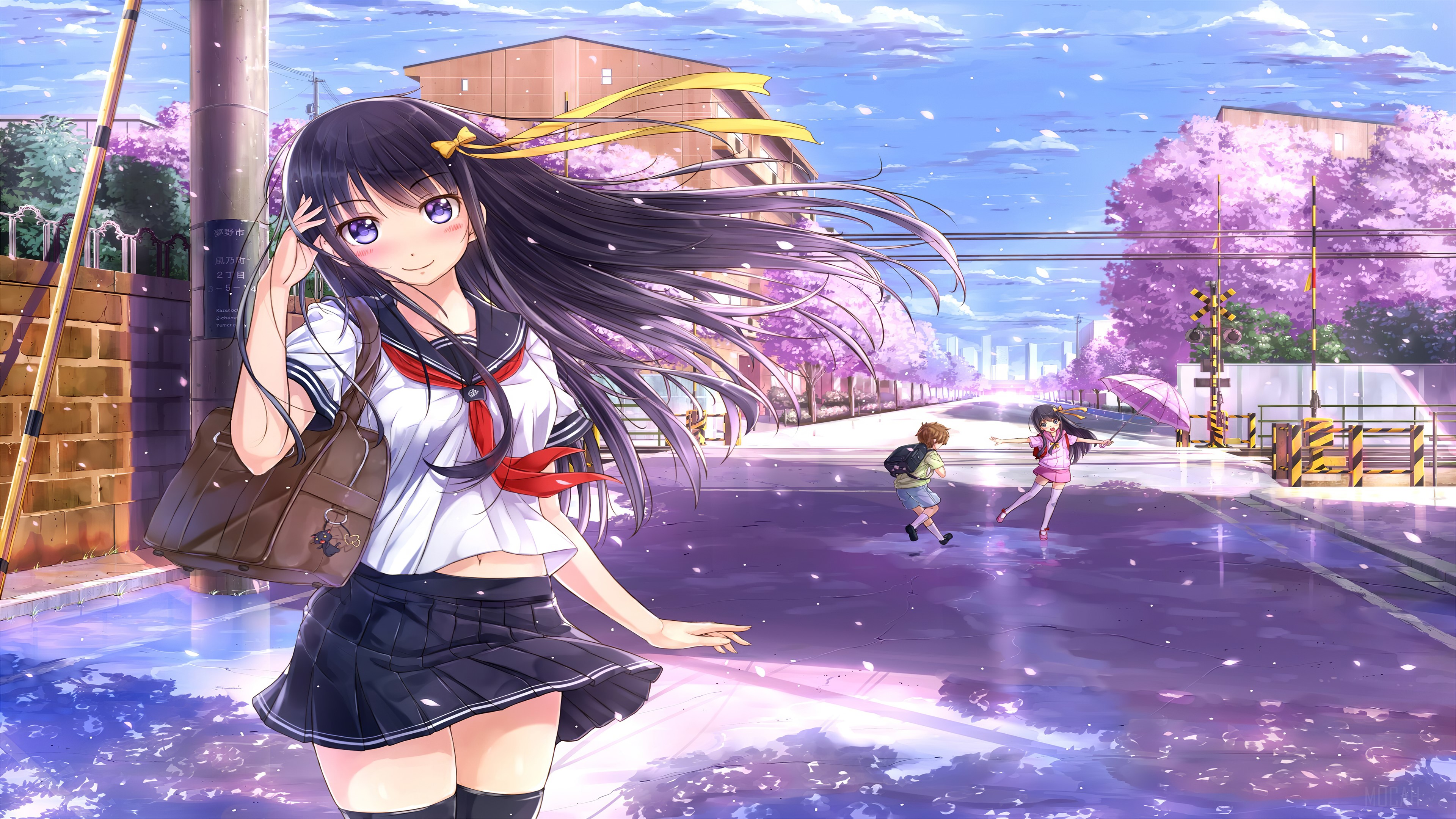 Anime School Girl and Kids 4K HD Wallpaper