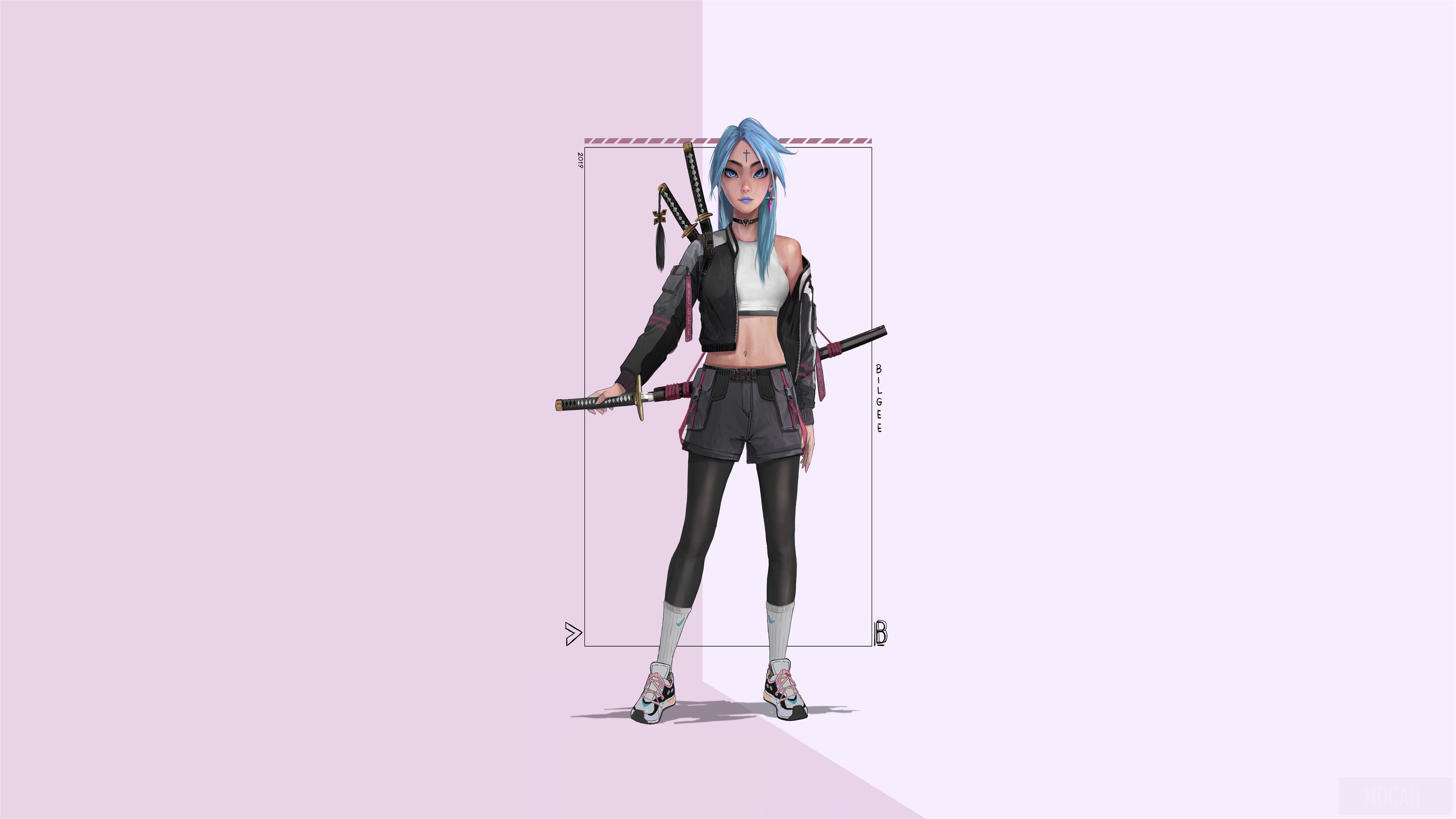 Girl with Katanas 4K HD Wallpaper