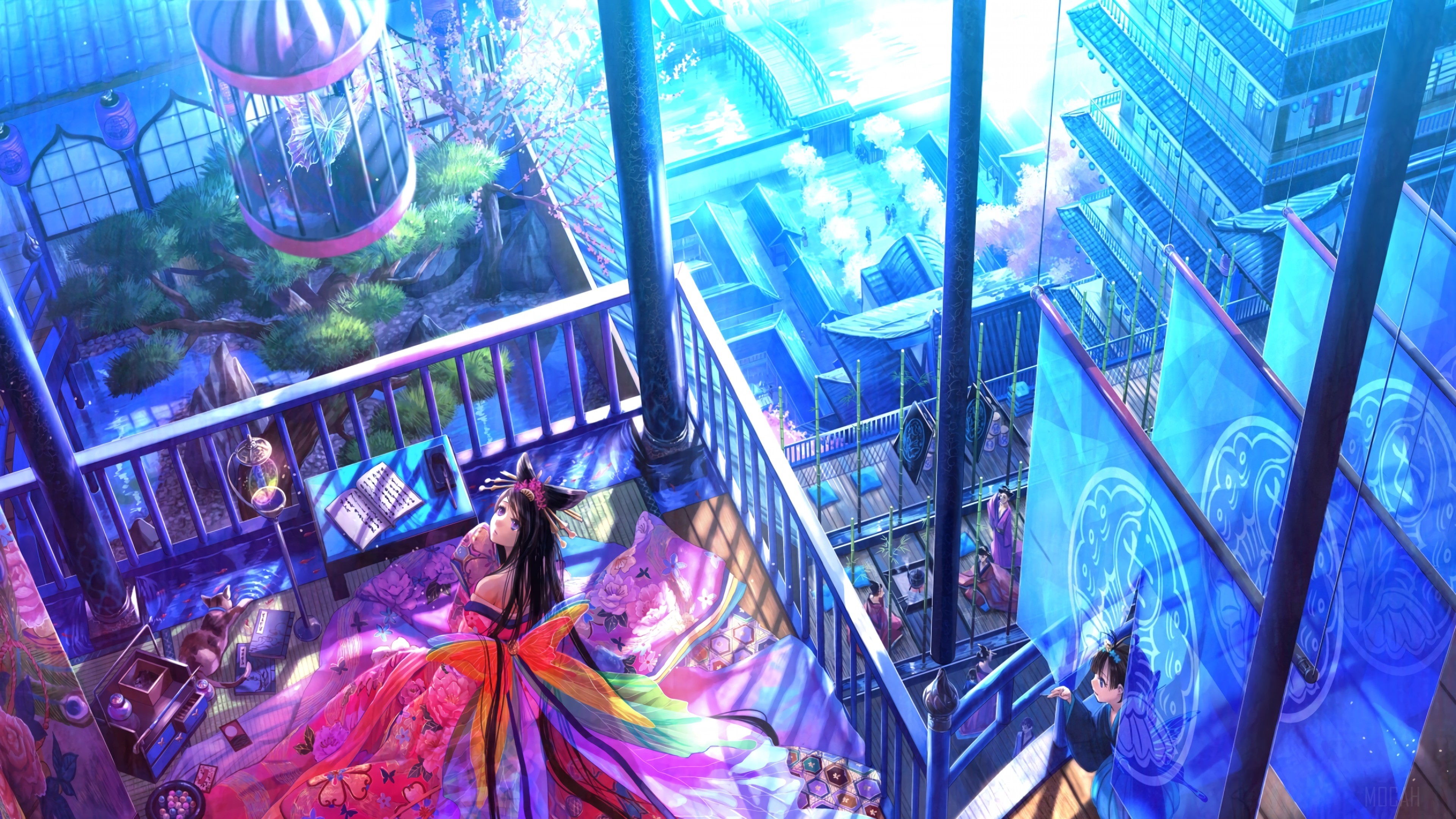 Anime Girl on a Rooftop in 4K HD Wallpaper