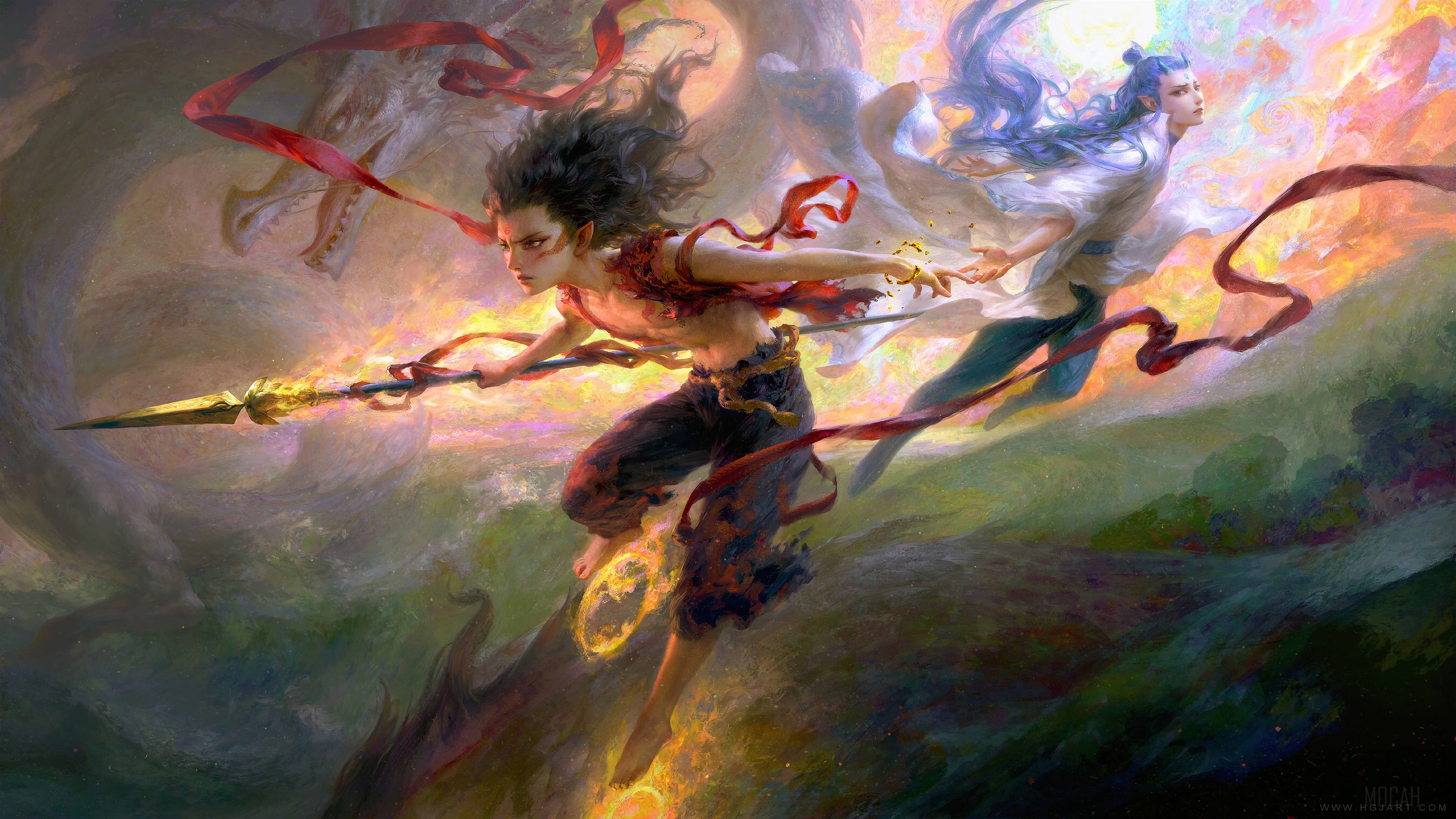 Nezha Dynamic Battle Scene 4K HD Wallpaper