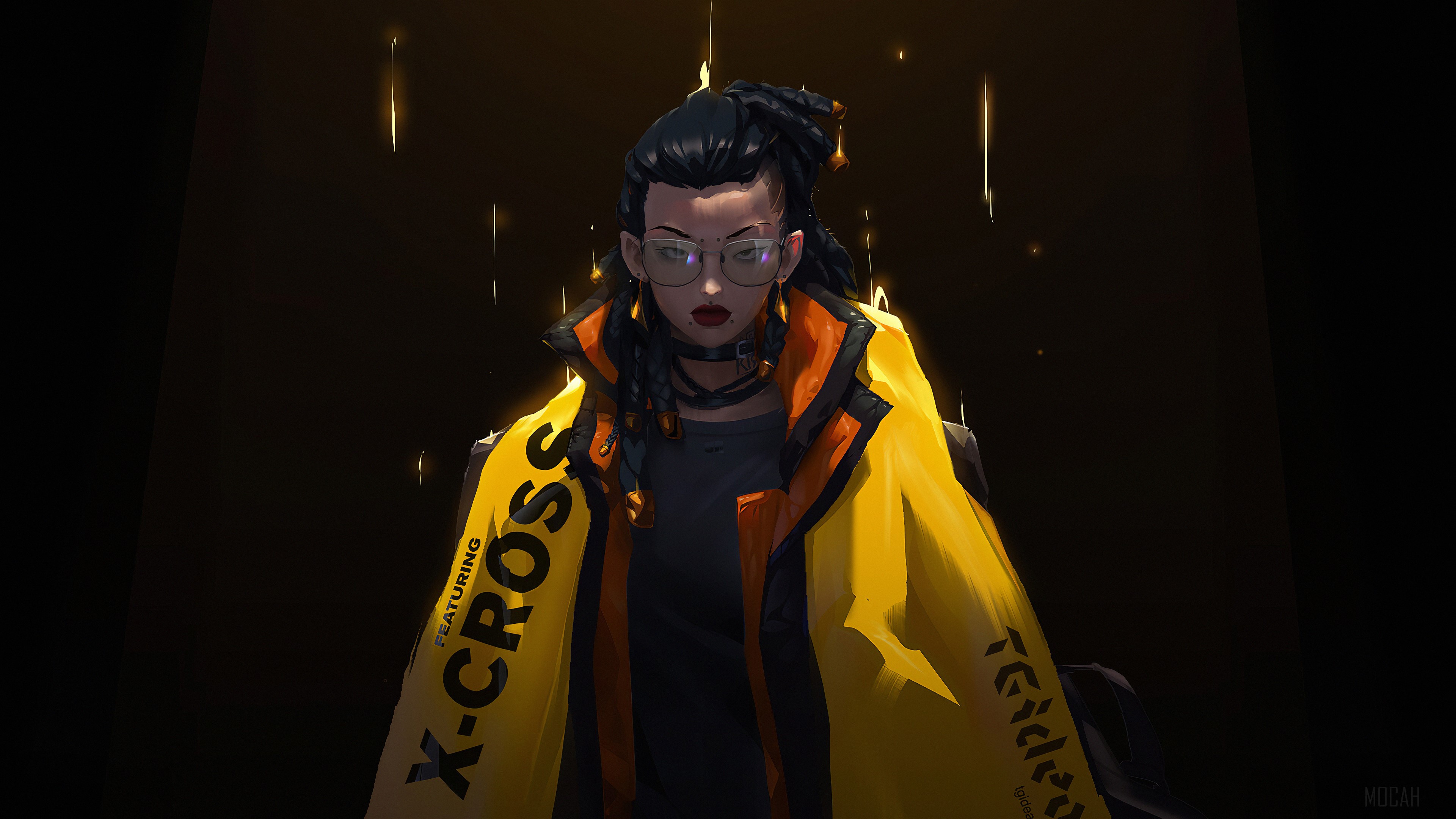 Girl with glasses and yellow jacket 4K HD Wallpaper