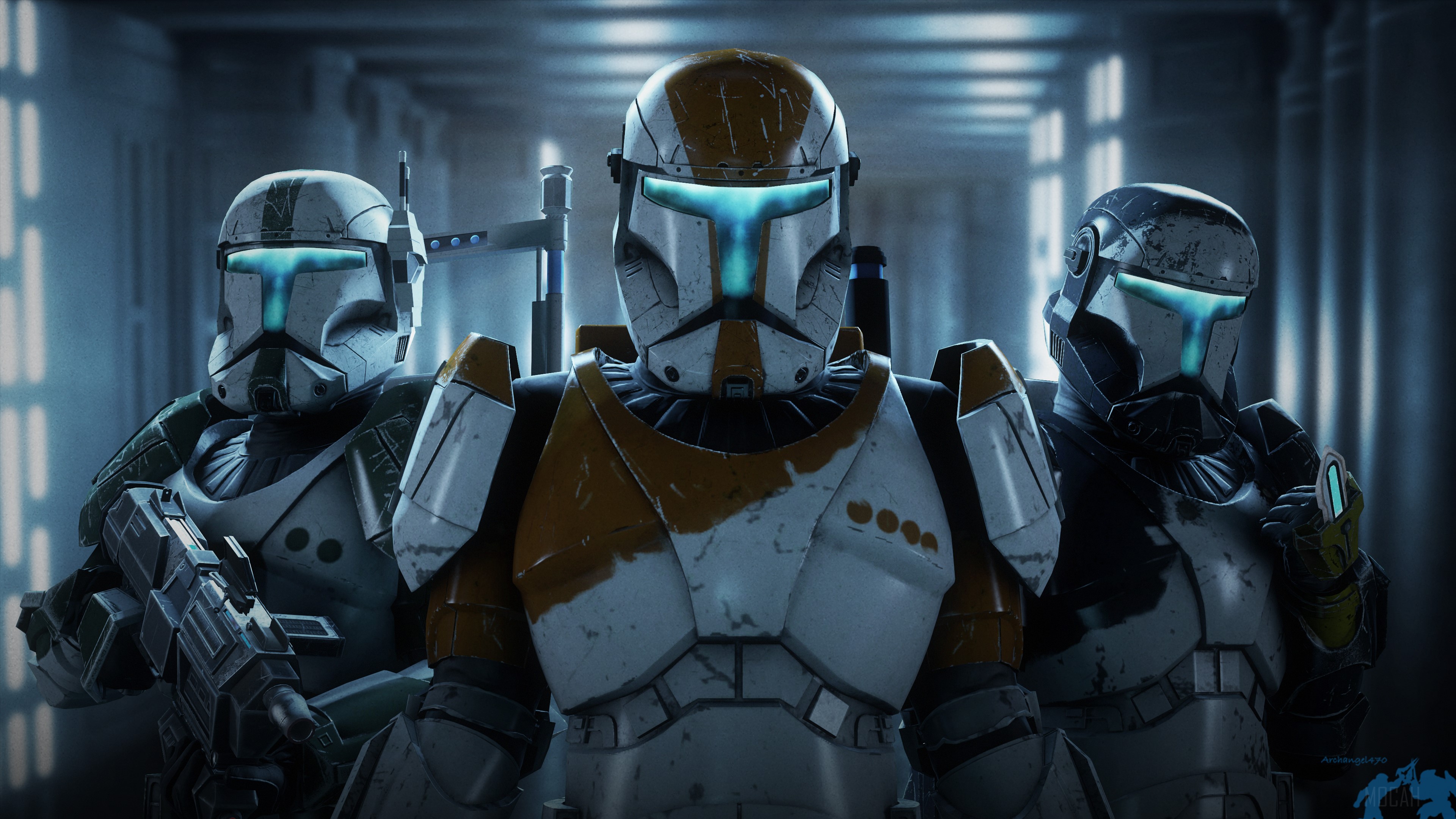 Star Wars Clone Troopers in a Hallway 4K HD Wallpaper