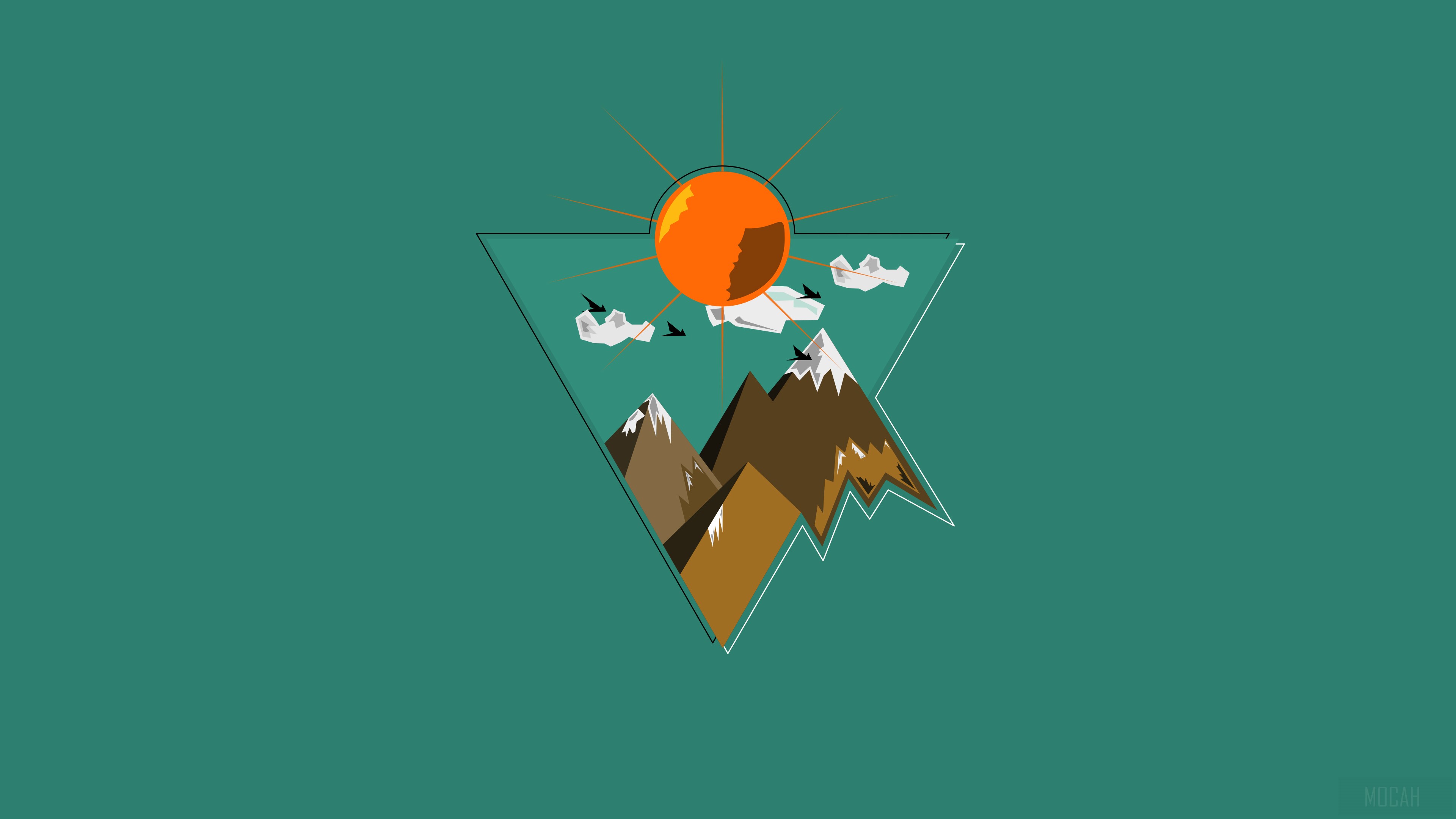 Minimalist Mountain Sunset Triangle 4K HD Wallpaper